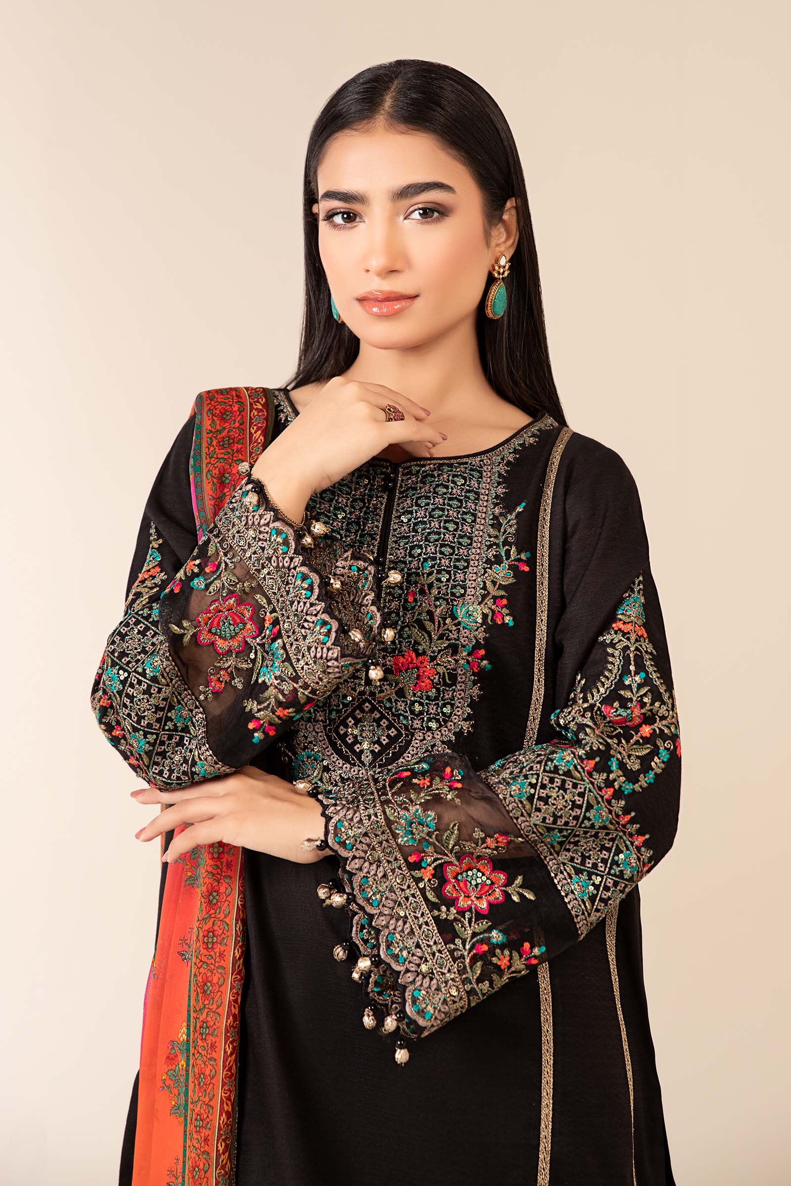 3 Piece Embroidered Dobby Suit - Image 2