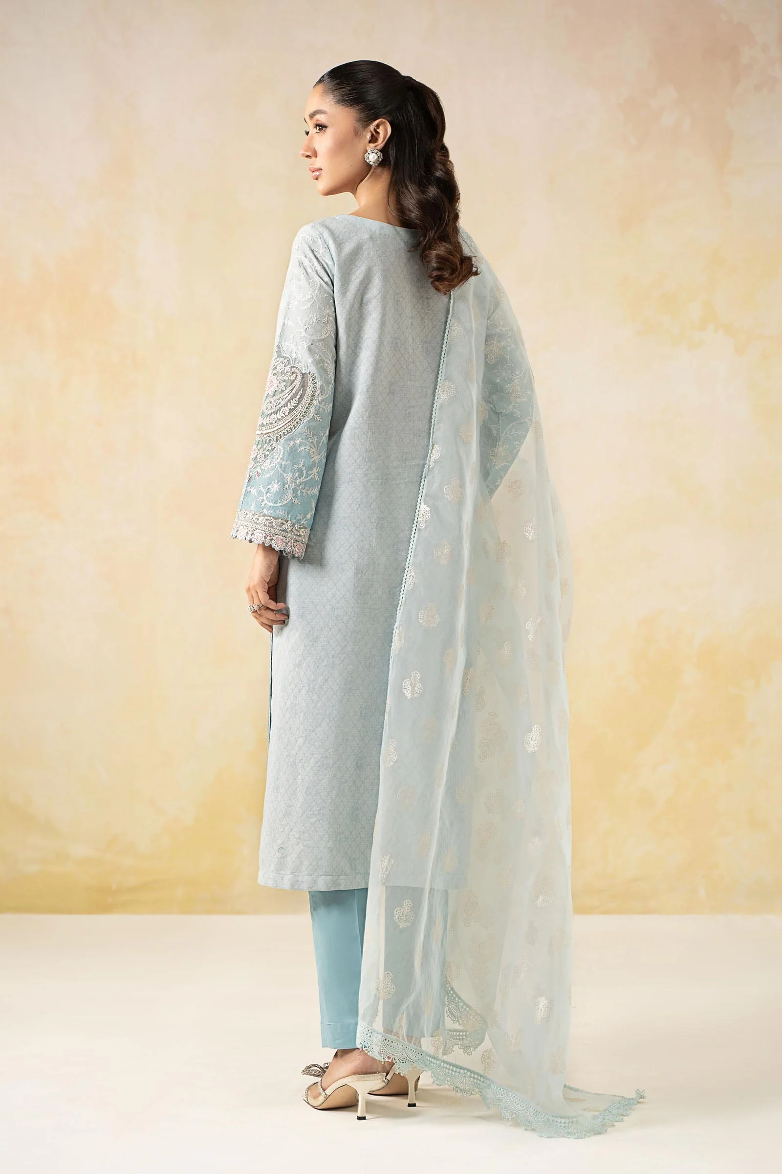 3 Piece Embroidered Self Jacquard Lawn Suit - Image 7