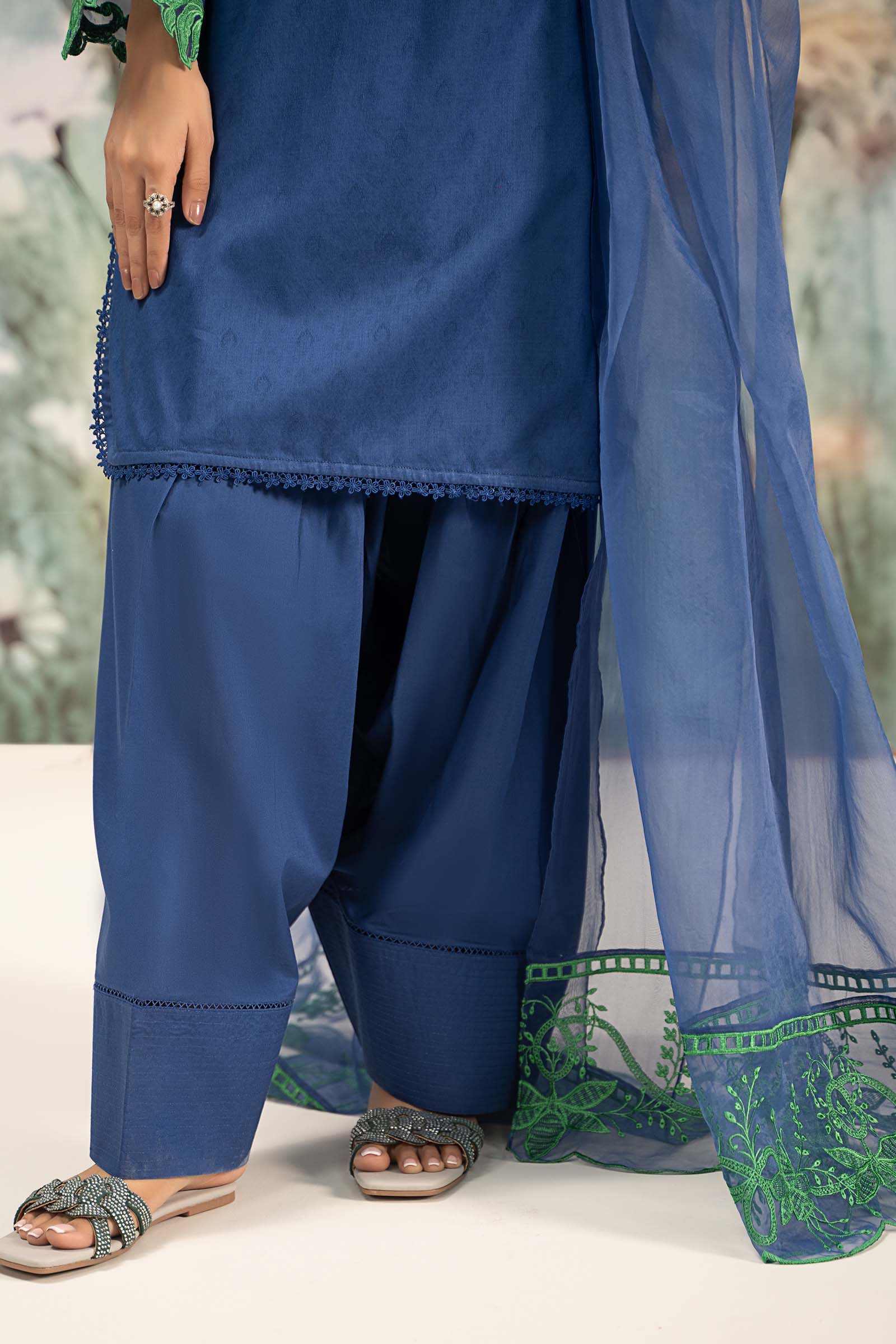 3 Piece Embroidered Self Jacquard Lawn Suit - Image 9