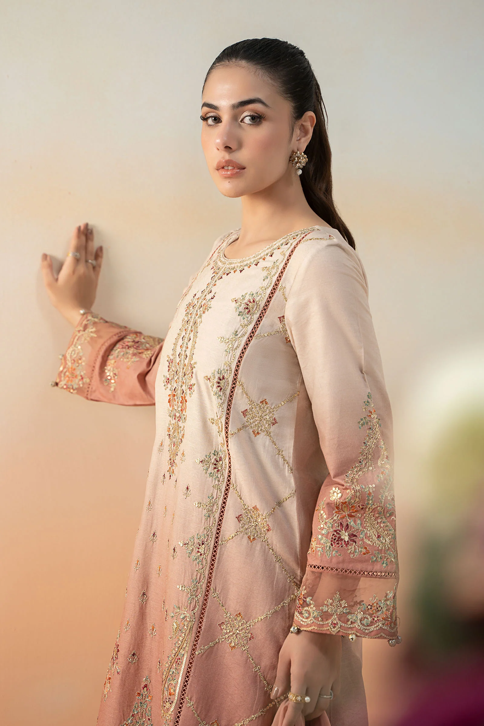 3 Piece Embroidered Self Jacquard Lawn Suit - Image 3