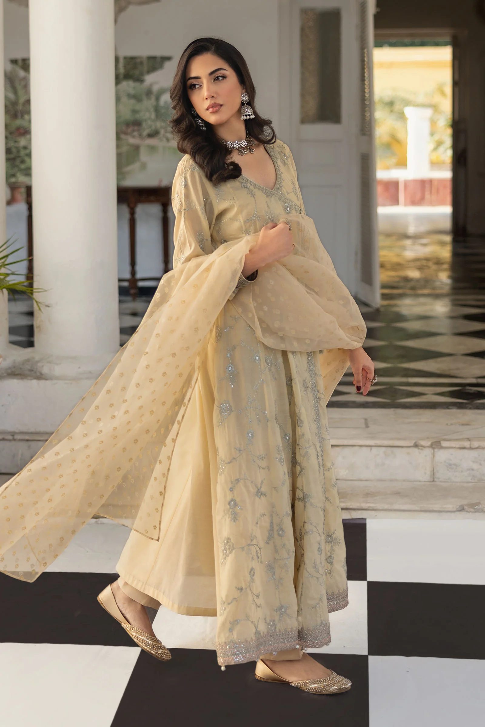 3 Piece Embroidered Paper Cotton Suit - Image 4