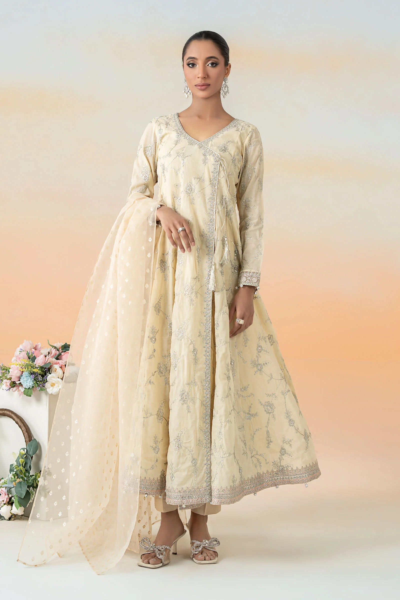 3 Piece Embroidered Paper Cotton Suit - Image 5