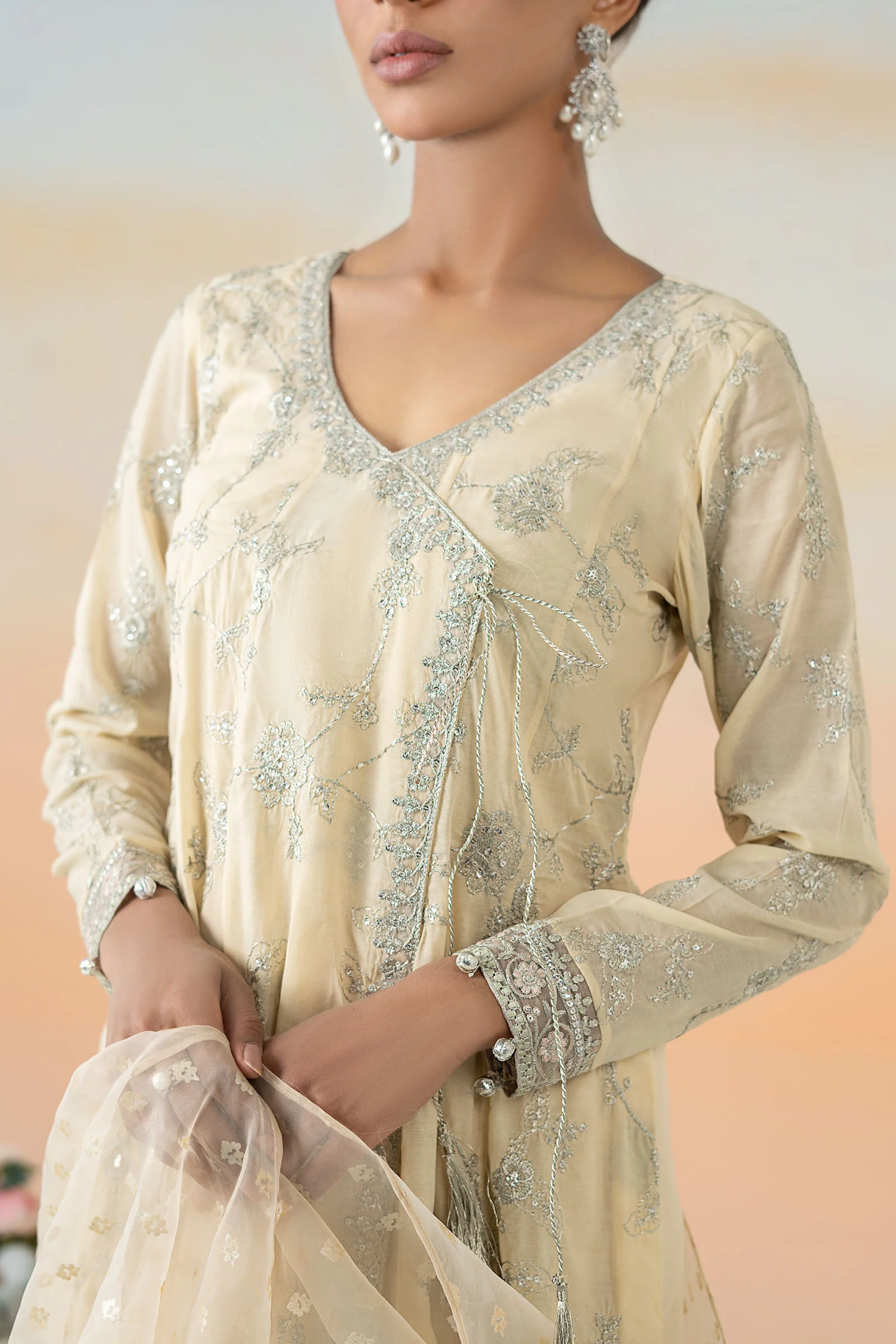 3 Piece Embroidered Paper Cotton Suit - Image 7
