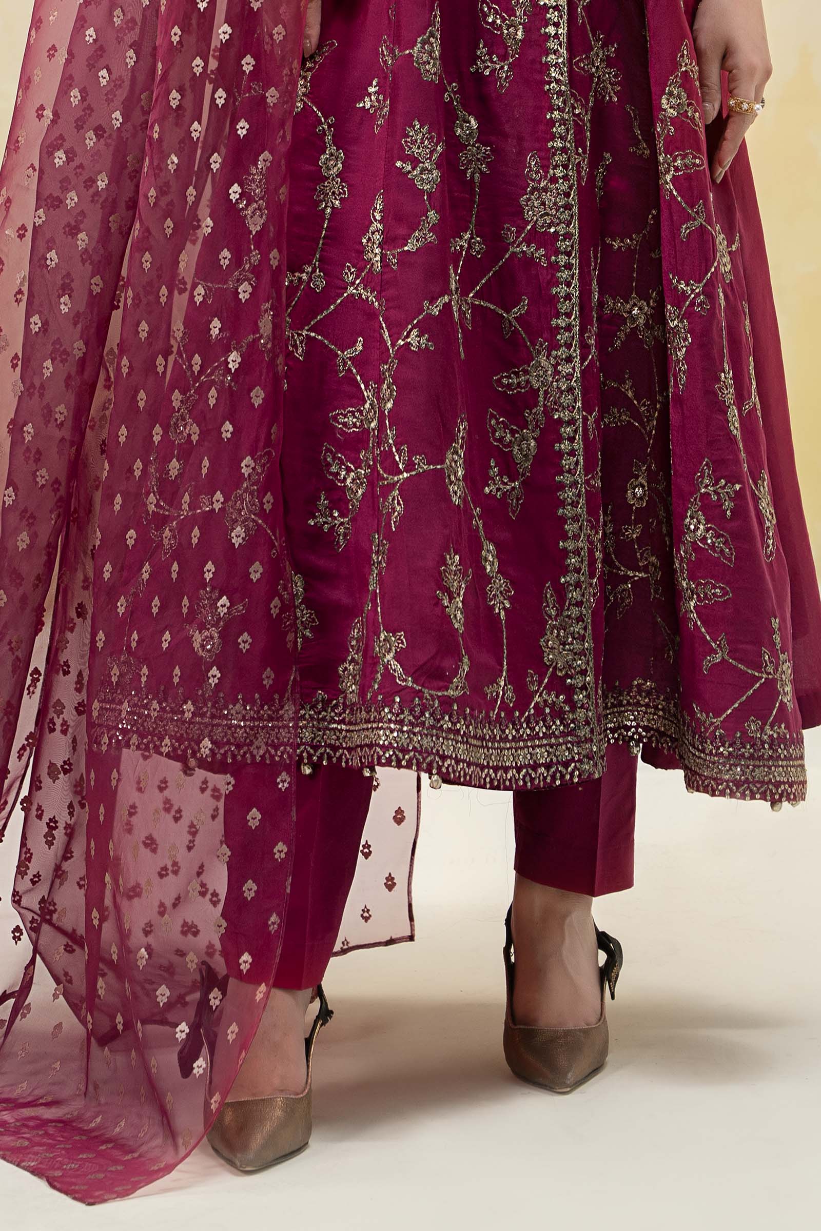 3 Piece Embroidered Paper Cotton Suit - Image 5
