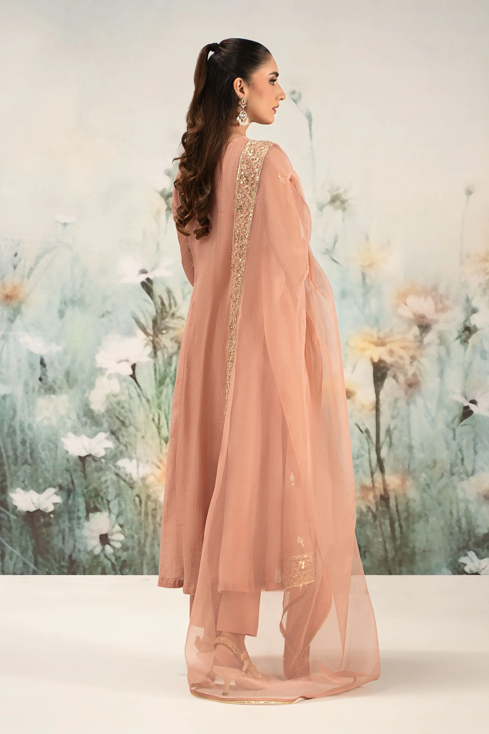 3 Piece Embroidered Cotton Net Suit - Image 6