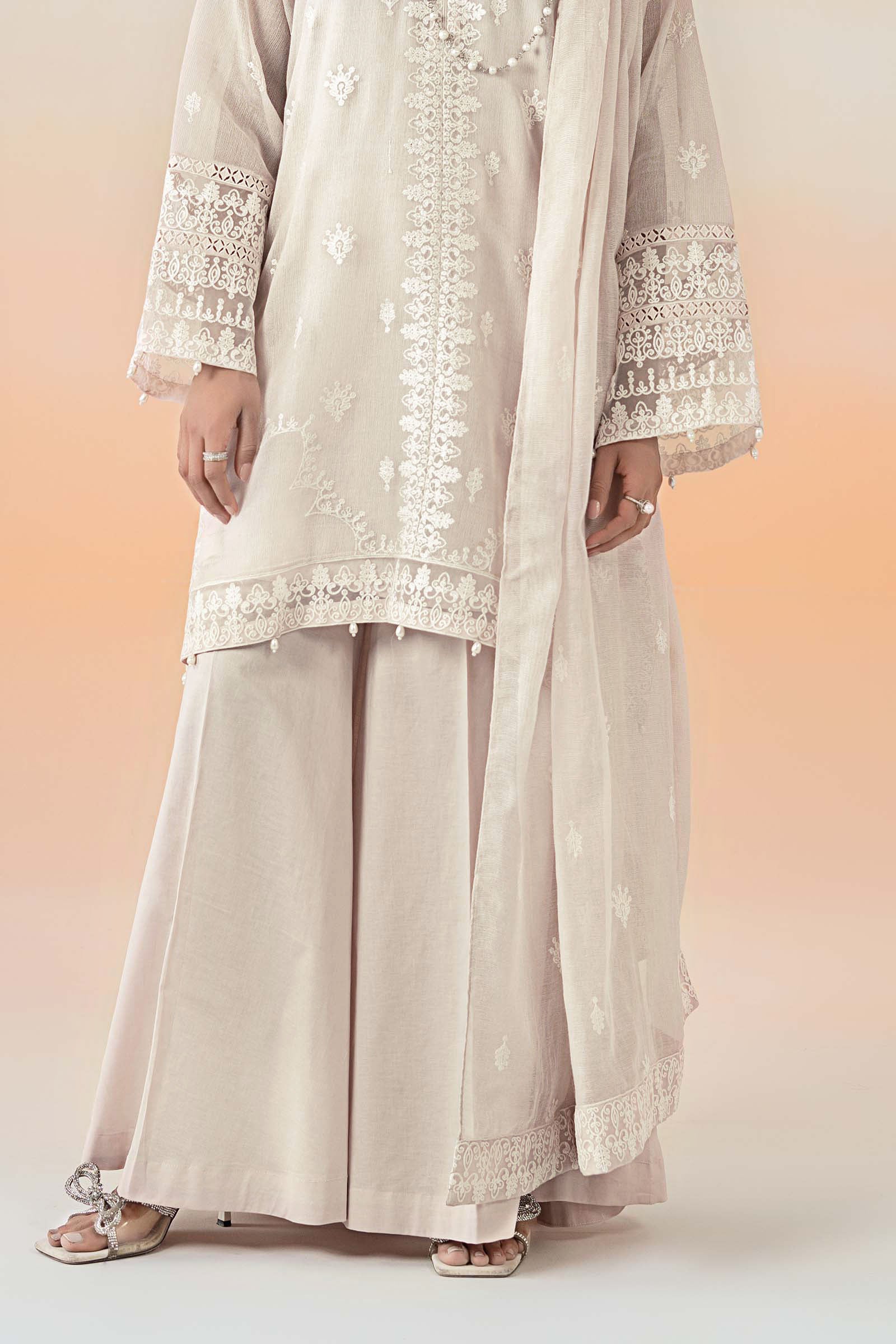 3 Piece Embroidered Cotton Net Suit - Image 4
