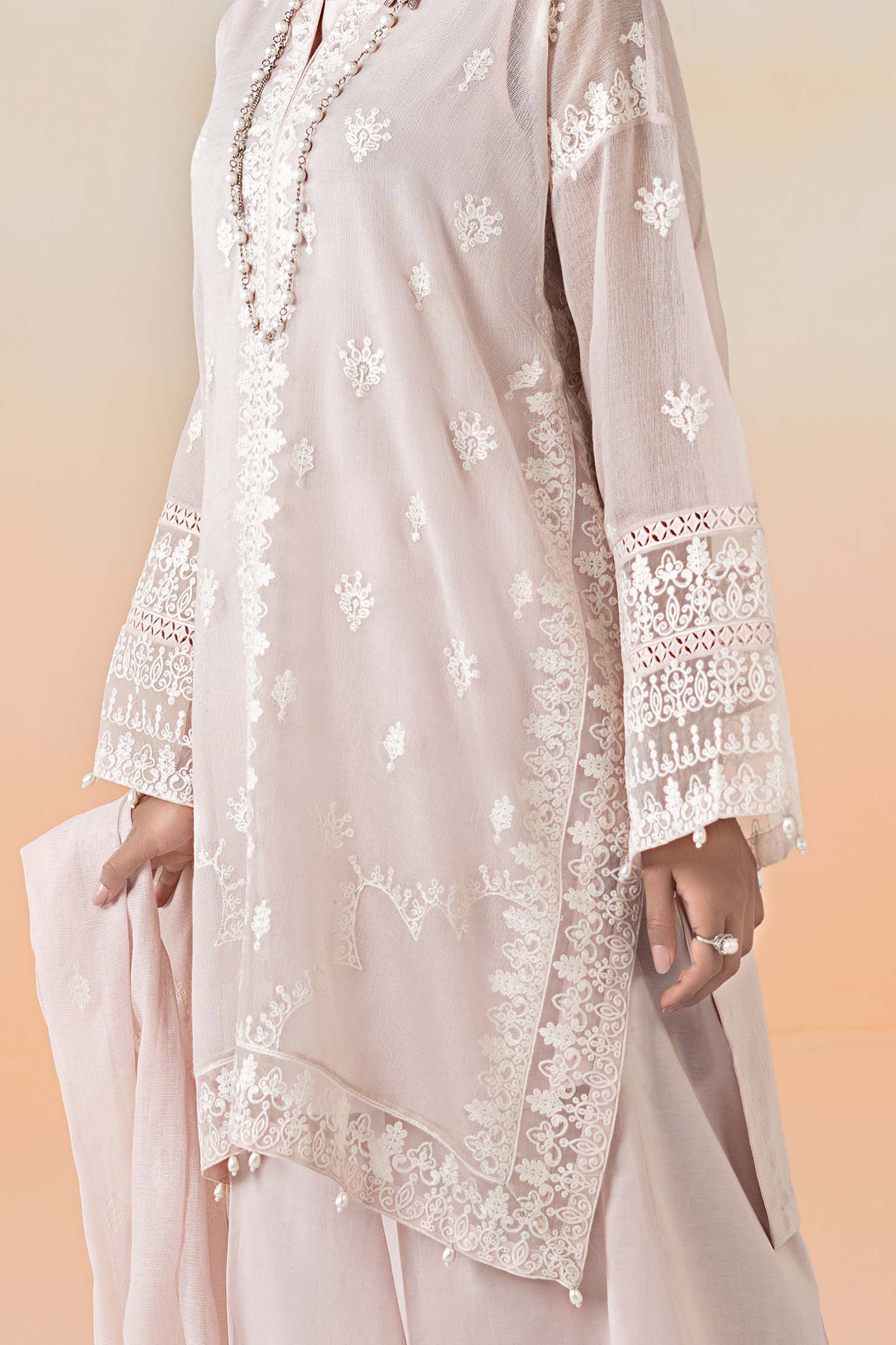 3 Piece Embroidered Cotton Net Suit - Image 6