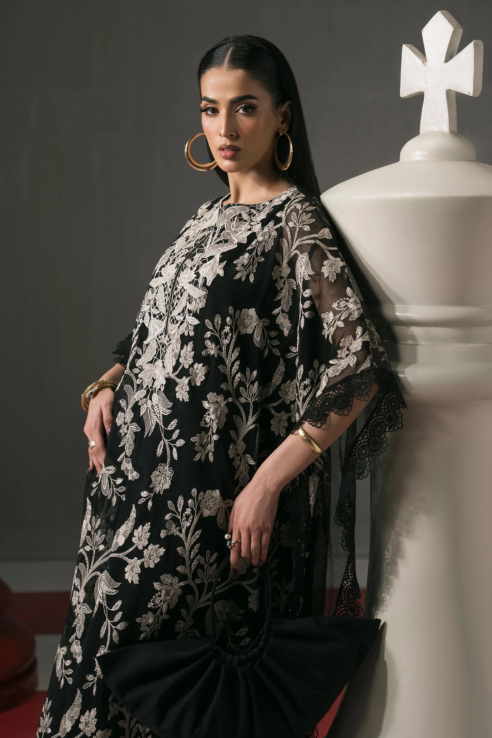 3 Piece Embroidered Cotton Net Suit - Image 3