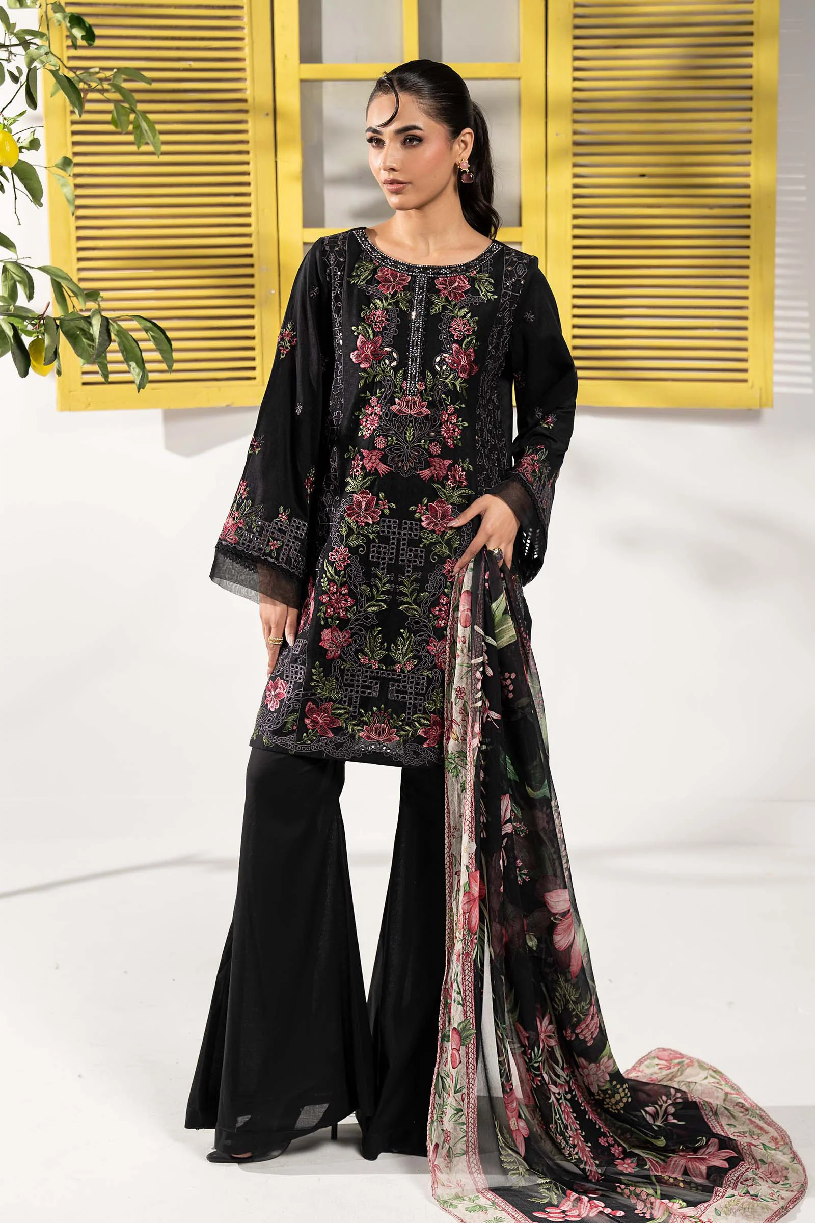 3 Piece Embroidered Dobby Lawn Suit