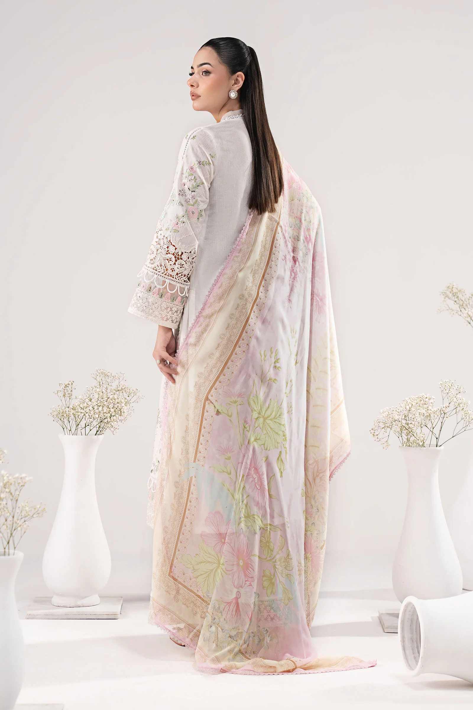 3 Piece Embroidered Dobby Lawn Suit - Image 9