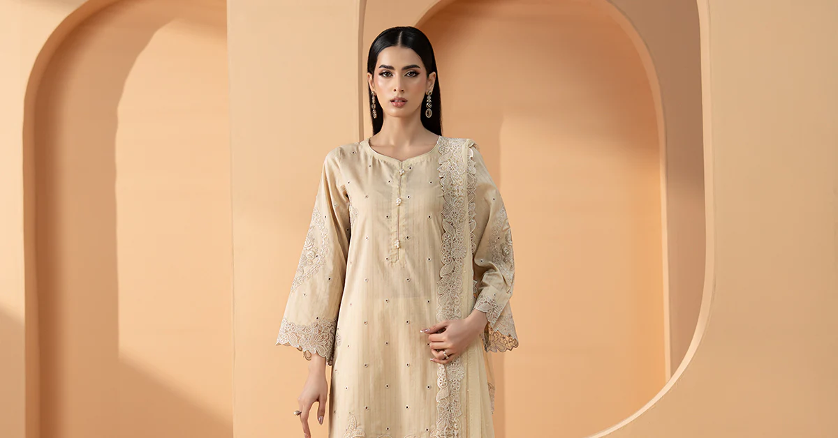 3 Piece Embroidered Dobby Lawn Suit - Image 8