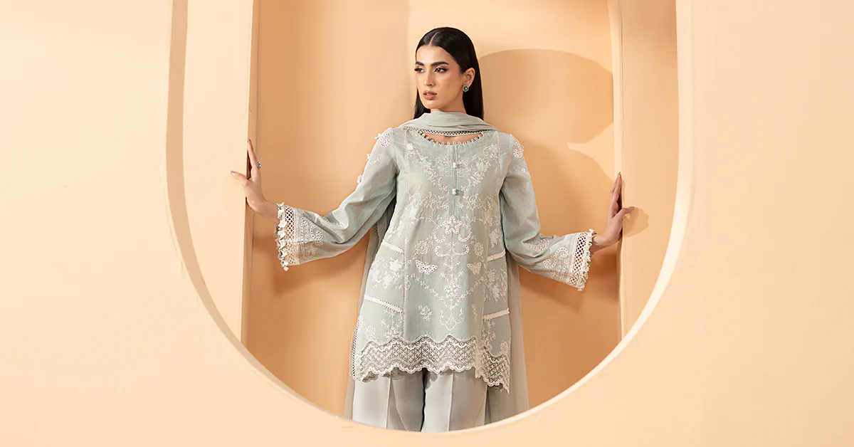 3 Piece Embroidered Dobby Lawn Suit - Image 8