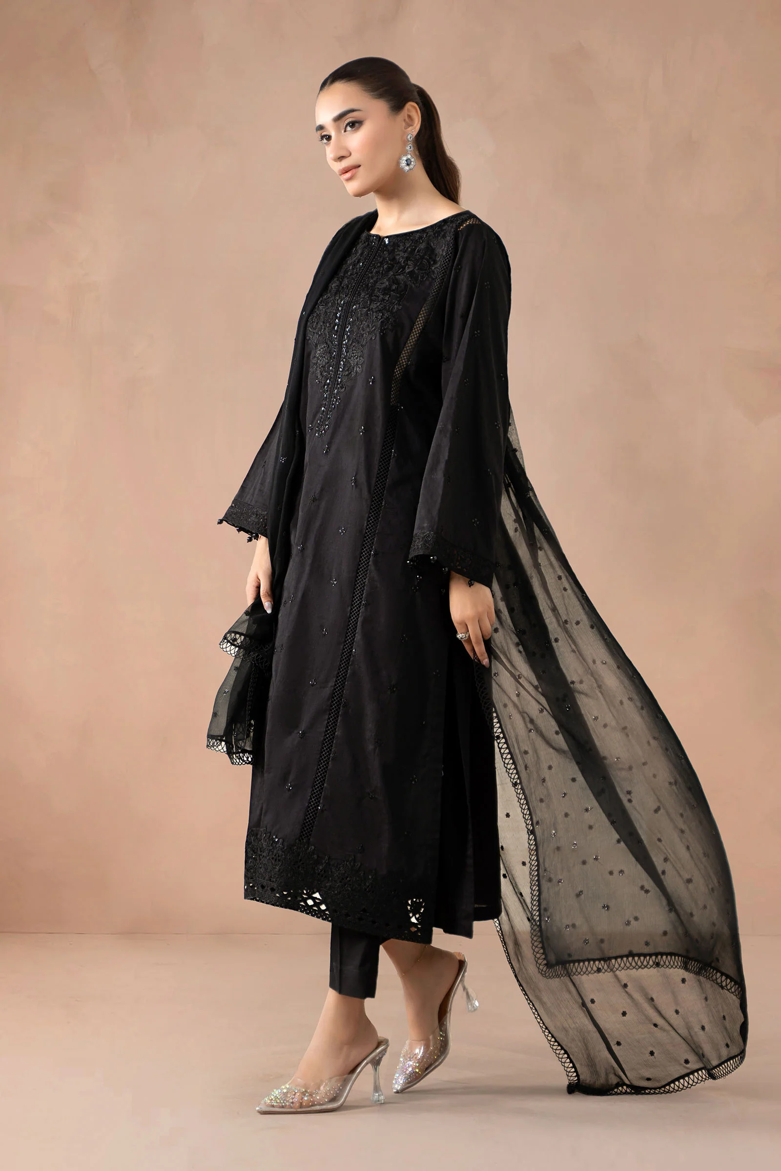 3 Piece Embroidered Self Jacquard Suit - Image 7