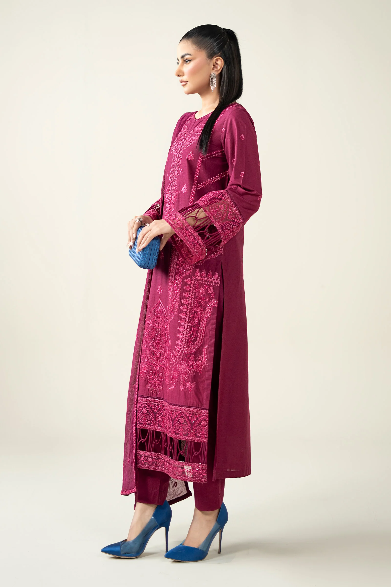 3 Piece Embroidered Dobby Suit - Image 6