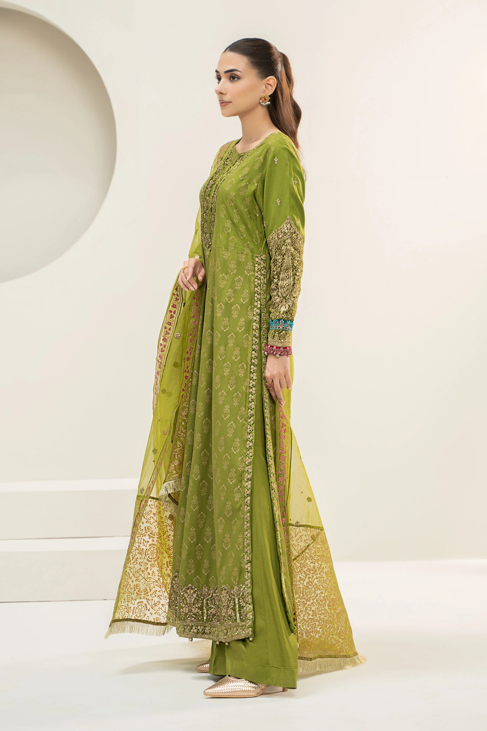3 Piece Embroidered Linen Suit - Image 5
