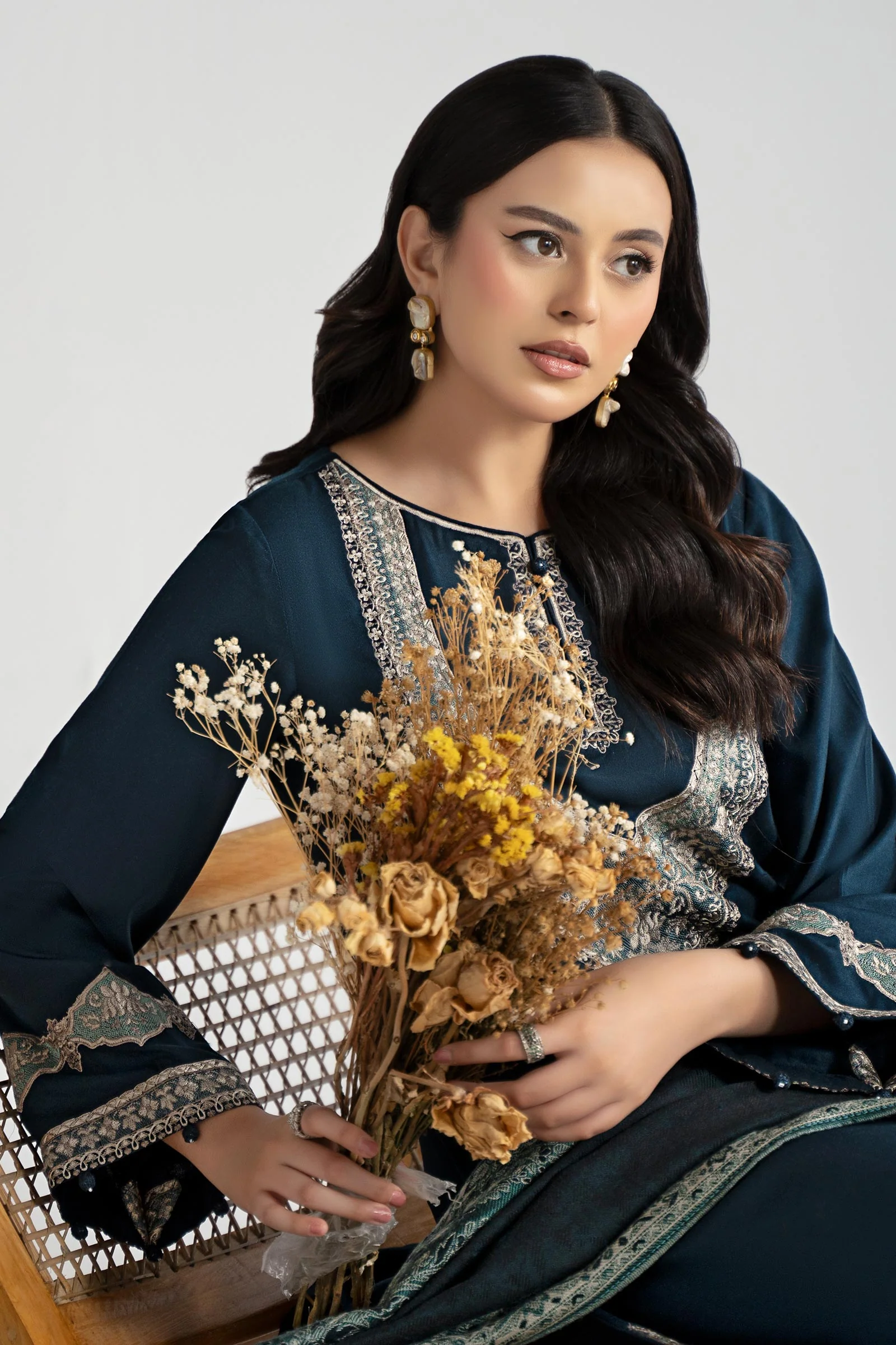 3 Piece Embroidered Marina Twill  Suit - Image 4
