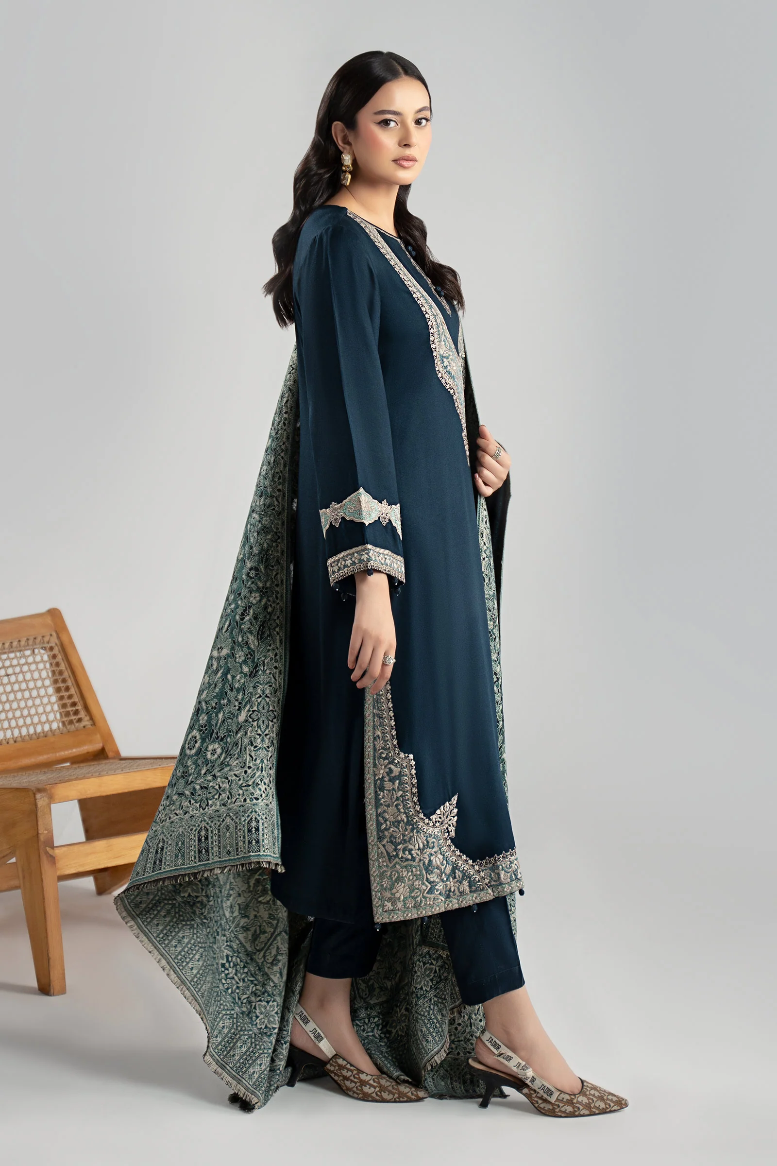 3 Piece Embroidered Marina Twill  Suit - Image 8