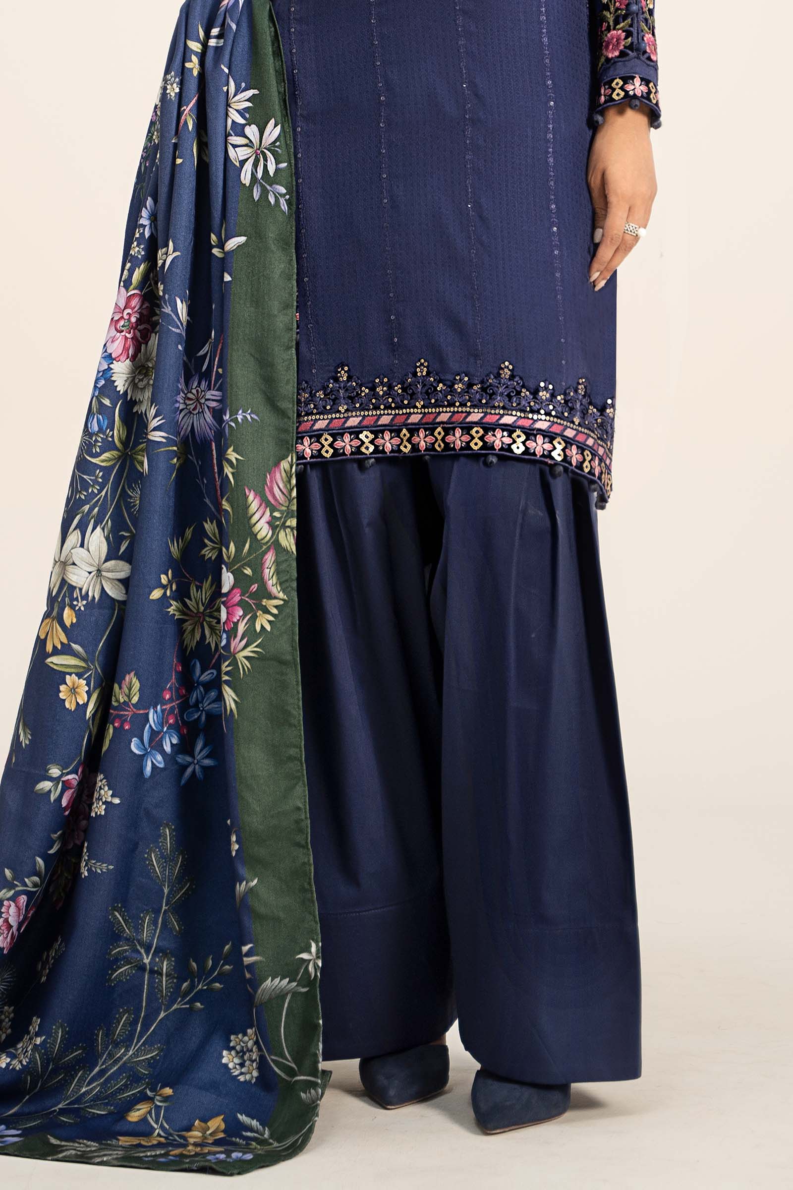 3 Piece Embroidered Linen Suit - Image 8