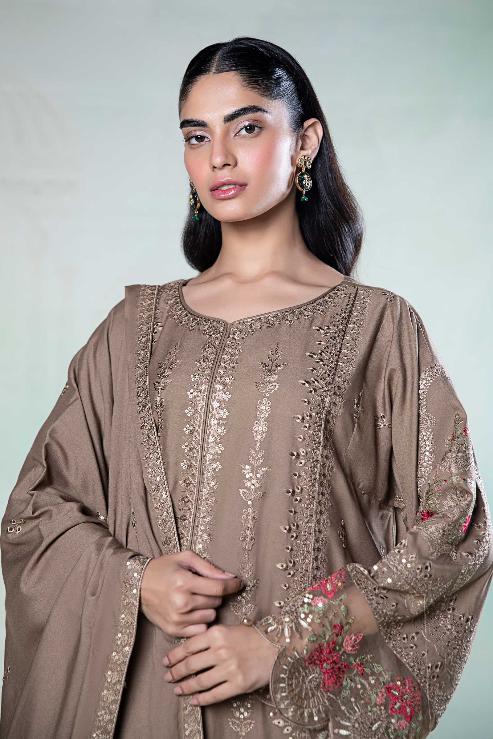 3 Piece Embroidered Linen Suit - Image 2