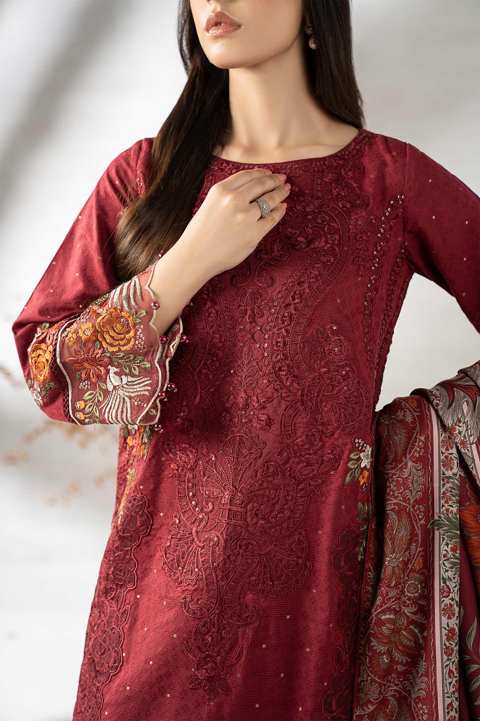 3 Piece Embroidered Viscose Suit - Image 6