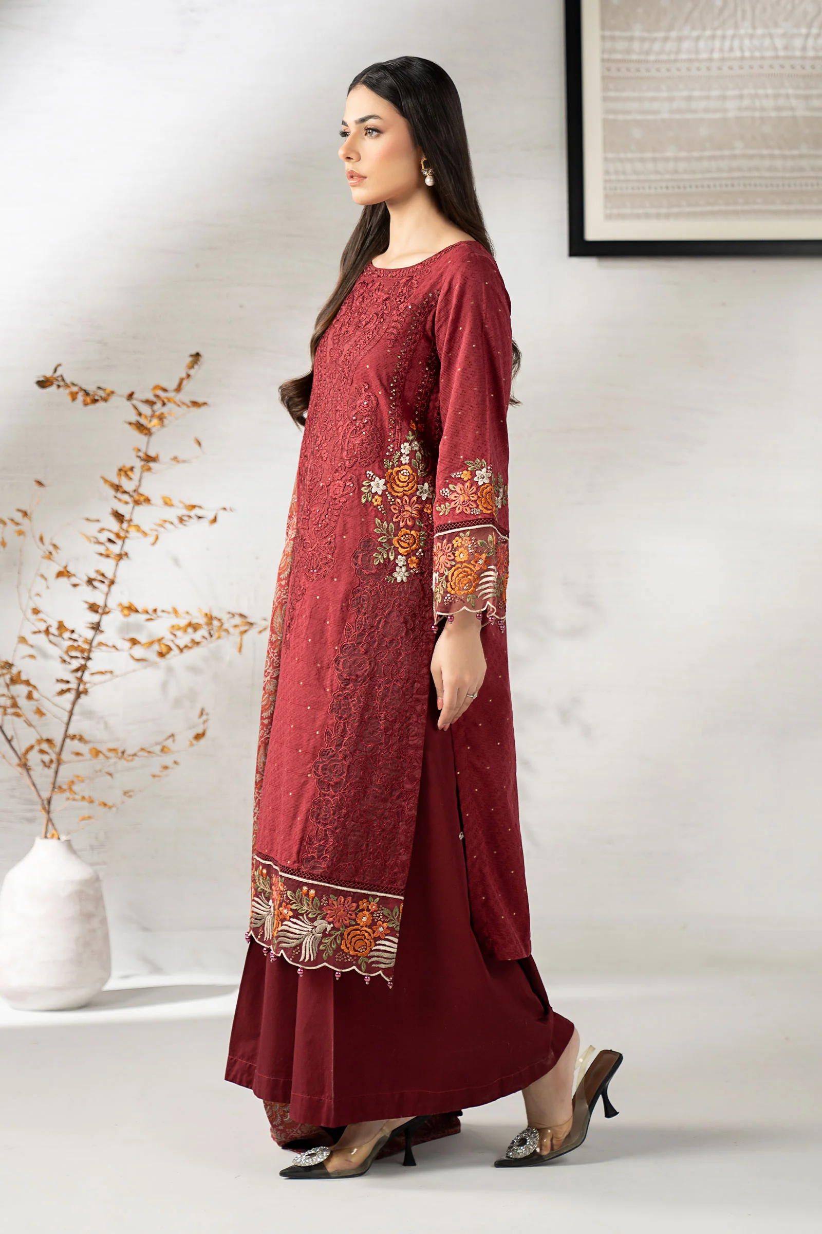 3 Piece Embroidered Viscose Suit - Image 8