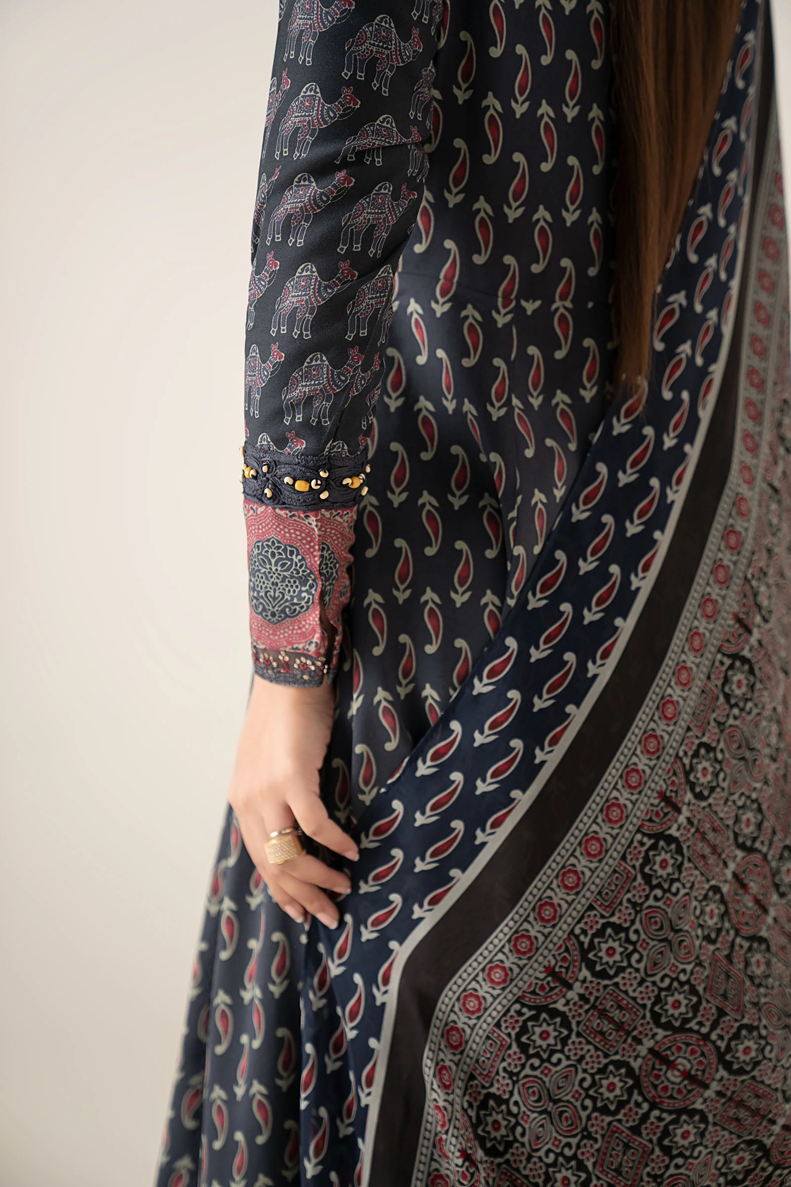 3 Piece Embroidered Linen Suit - Image 5