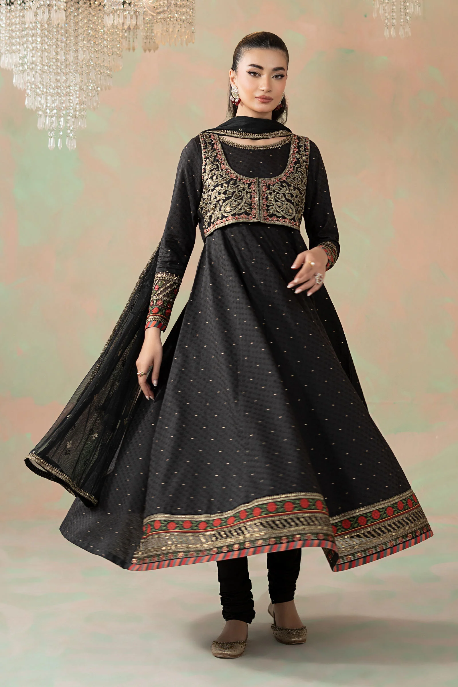 3 Piece Embroidered Filament Viscose Suit - Image 5