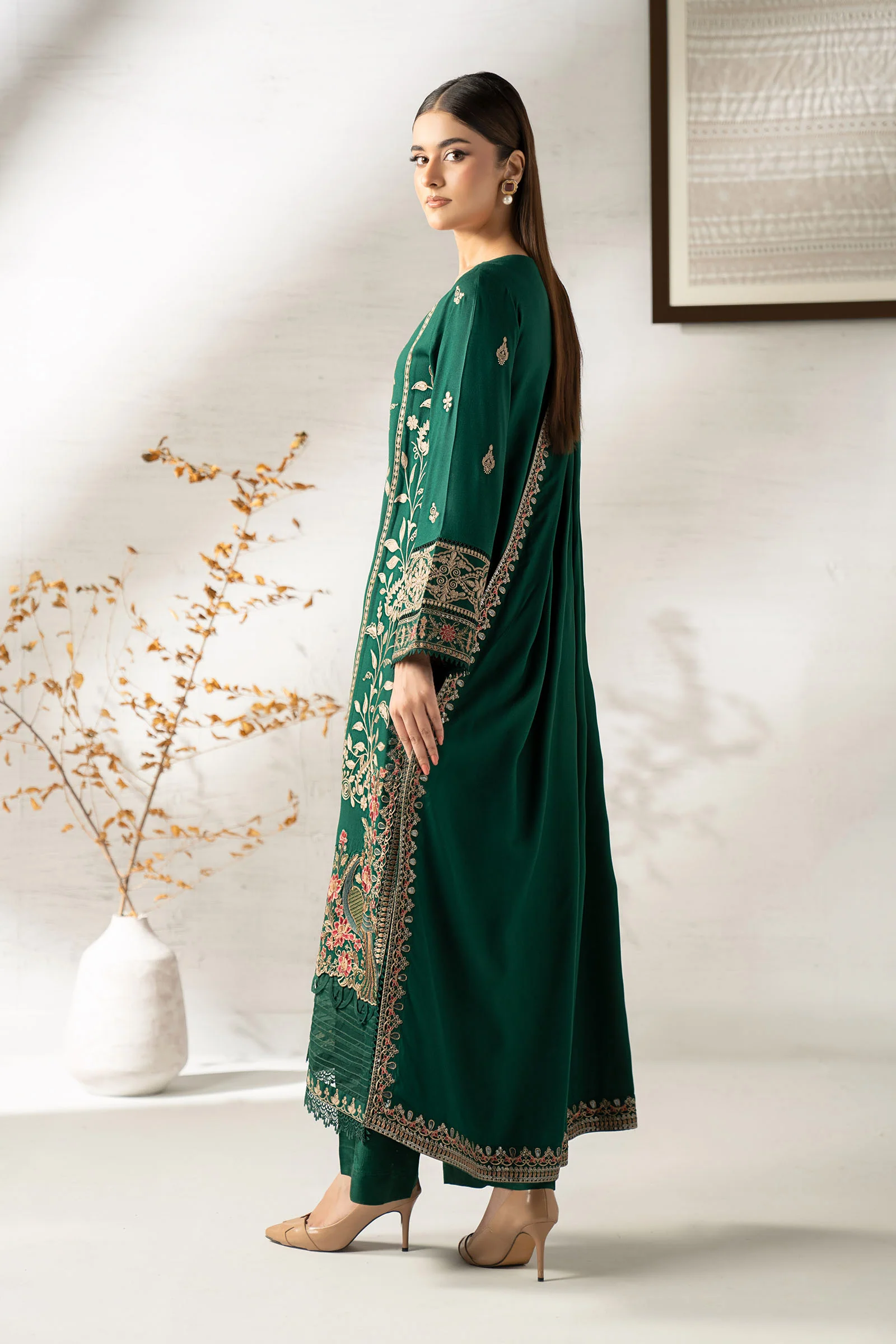 3 Piece Embroidered Linen Suit - Image 13