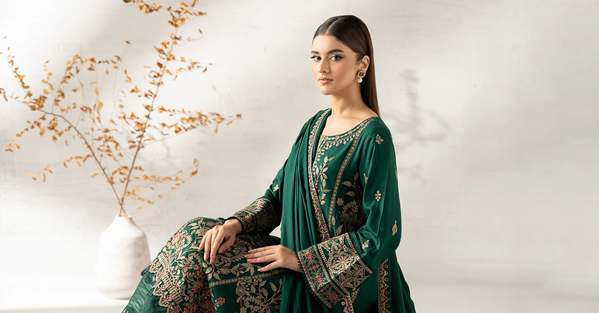 3 Piece Embroidered Linen Suit - Image 15