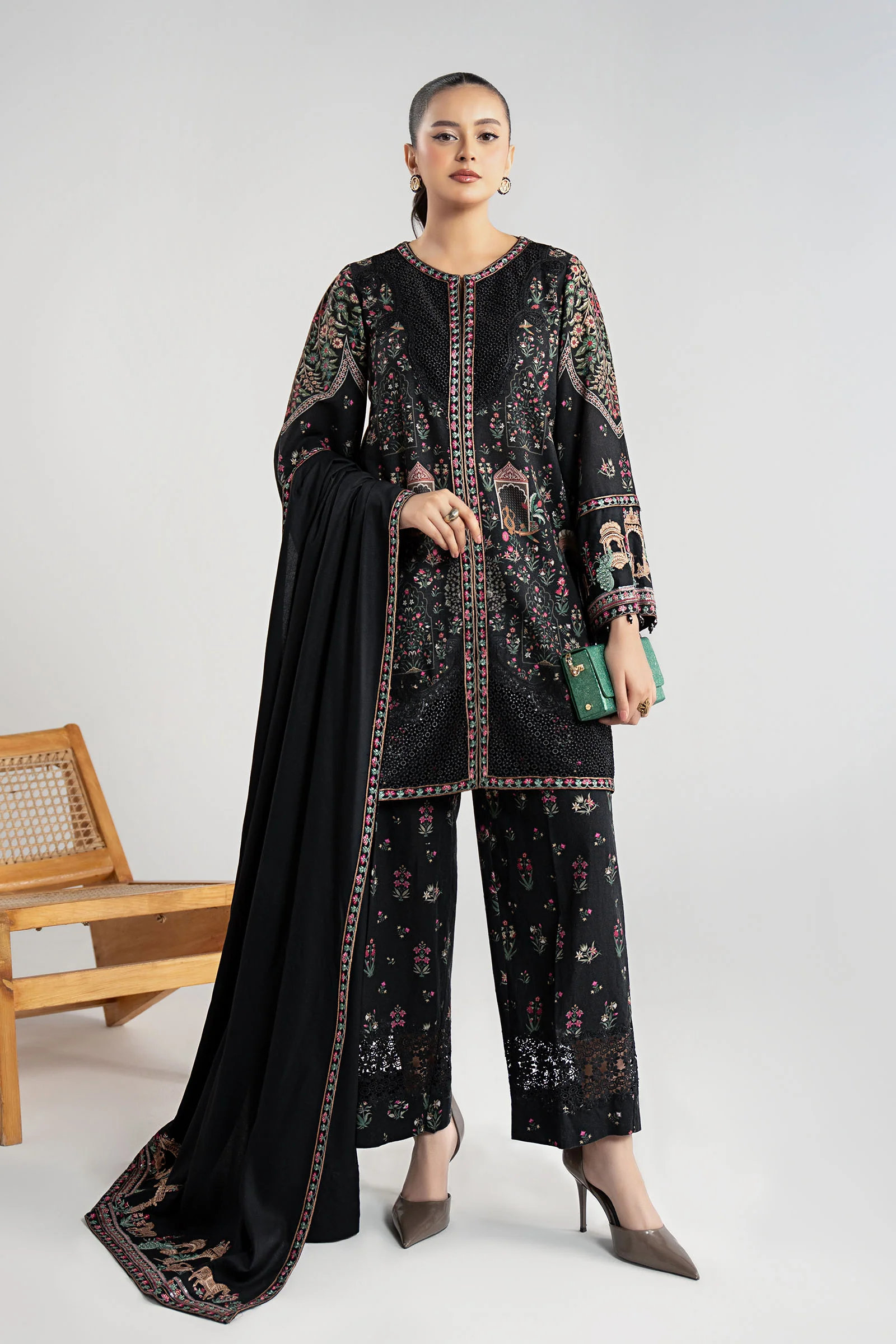 3 Piece Embroidered Khaddar Suit