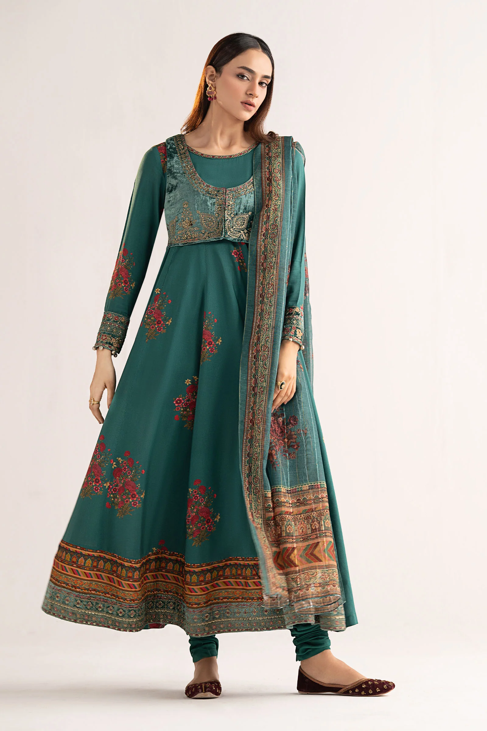 3 Piece Embroidered Linen Suit - Image 5