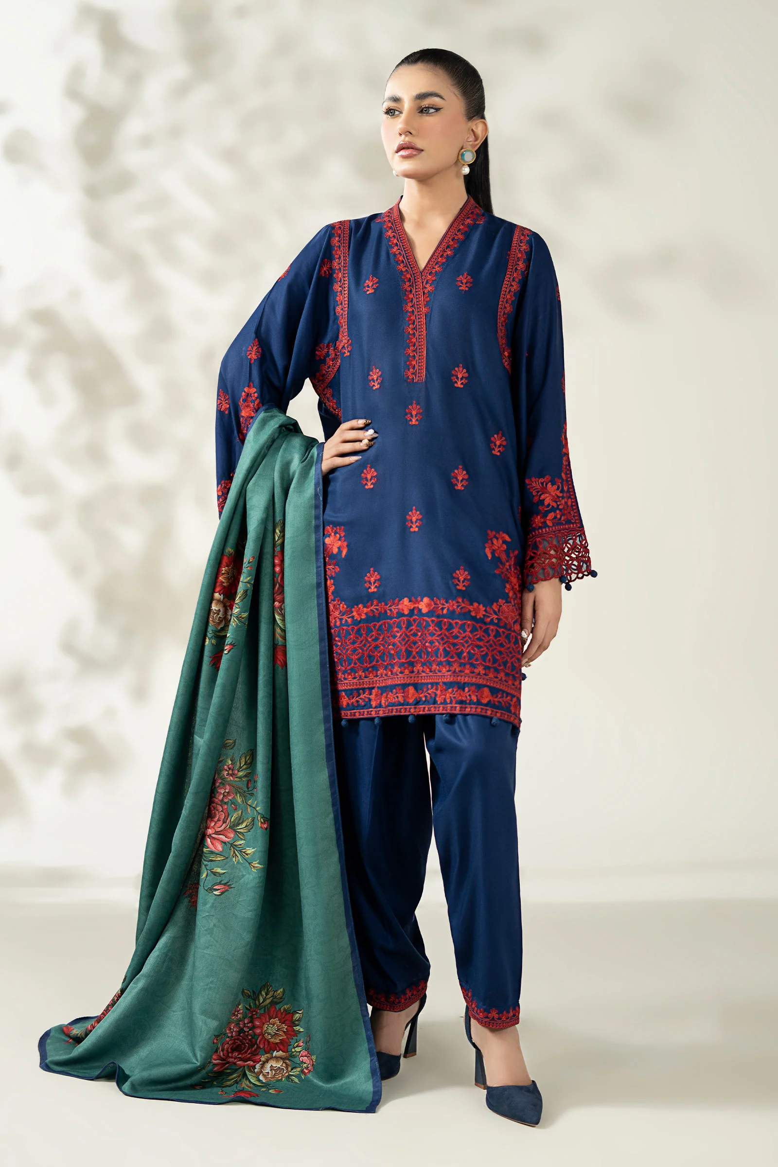3 Piece Embroidered Marina Suit
