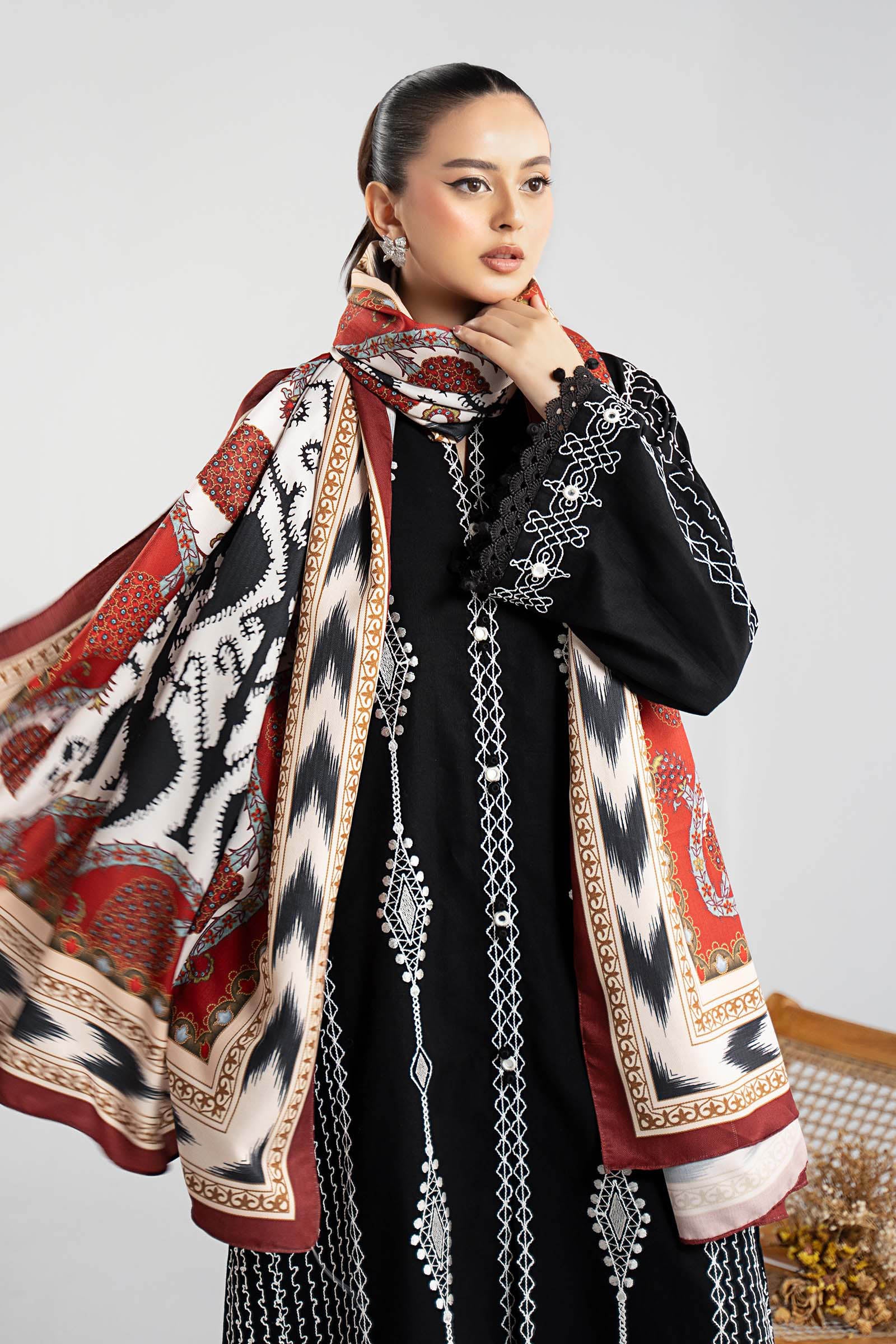 3 Piece Embroidered Khaddar Suit - Image 2