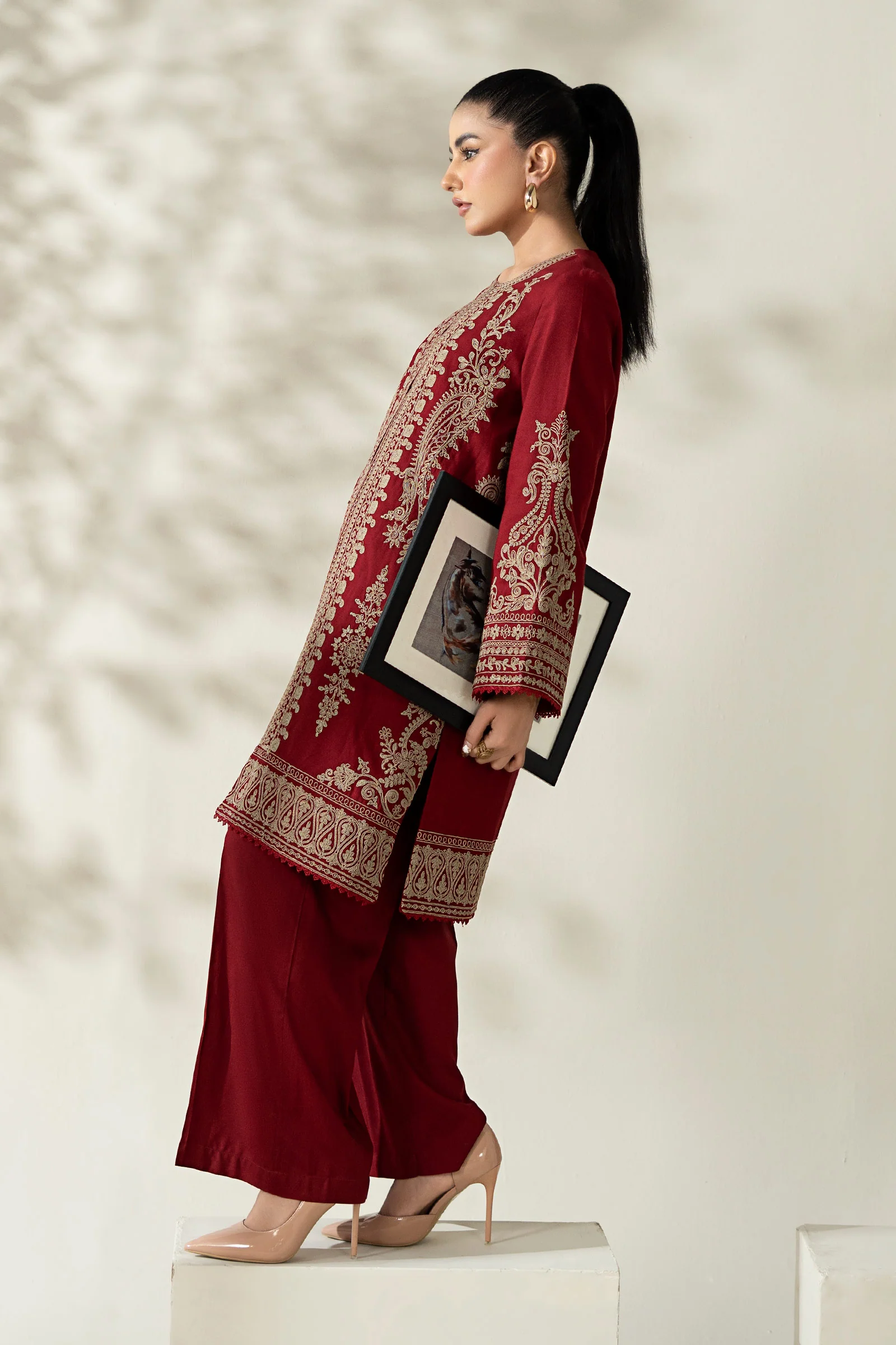 3 Piece Embroidered Khaddar Suit - Image 7