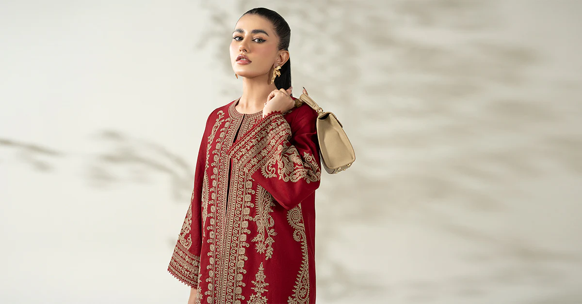 3 Piece Embroidered Khaddar Suit - Image 9