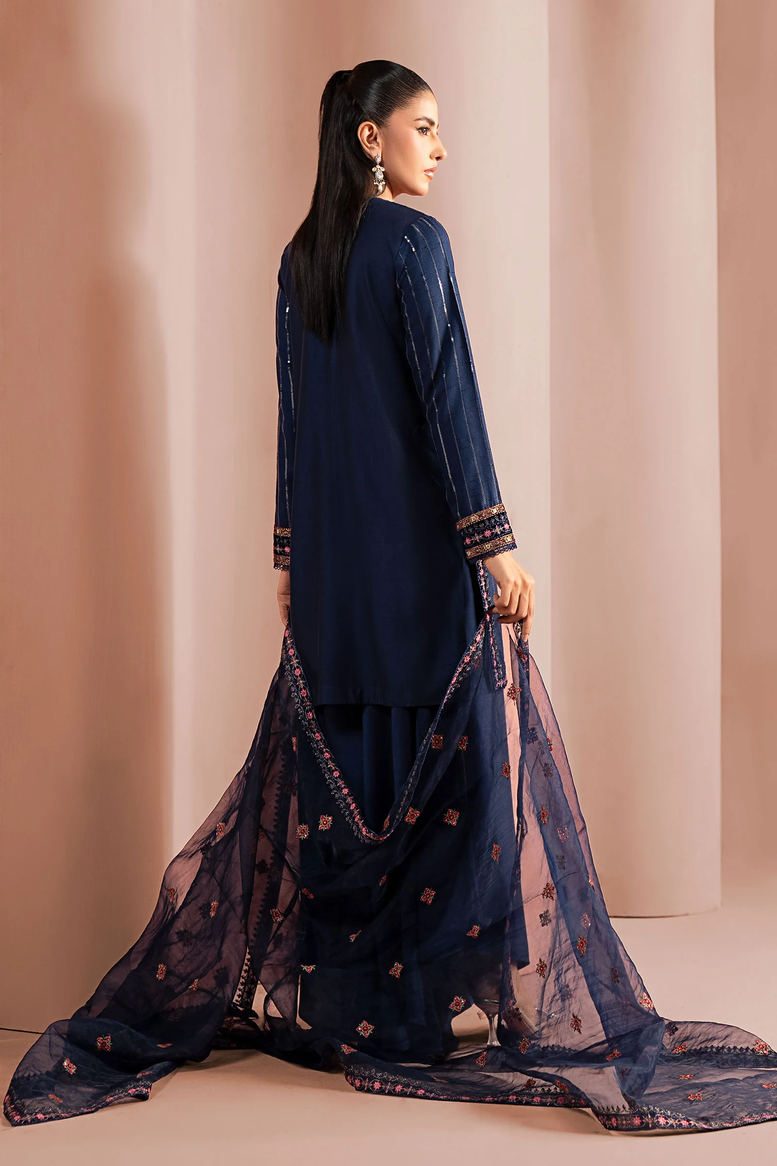 3 Piece Embroidered Linen Suit - Image 8