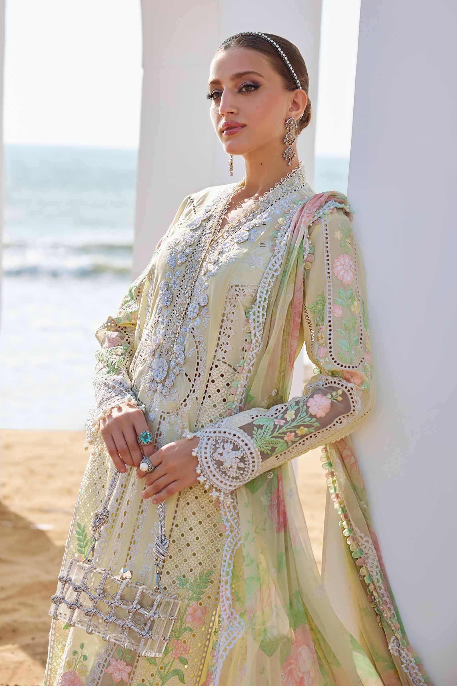 3 Piece Unstitched Embroidered Lawn Suit | EID LAWN-25-04 - Image 2