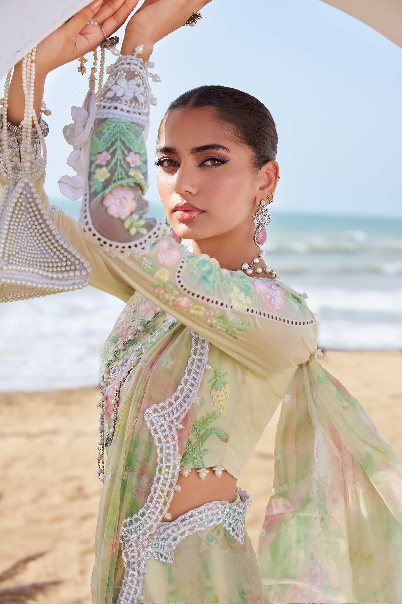 3 Piece Unstitched Embroidered Lawn Suit | EID LAWN-25-04 - Image 3