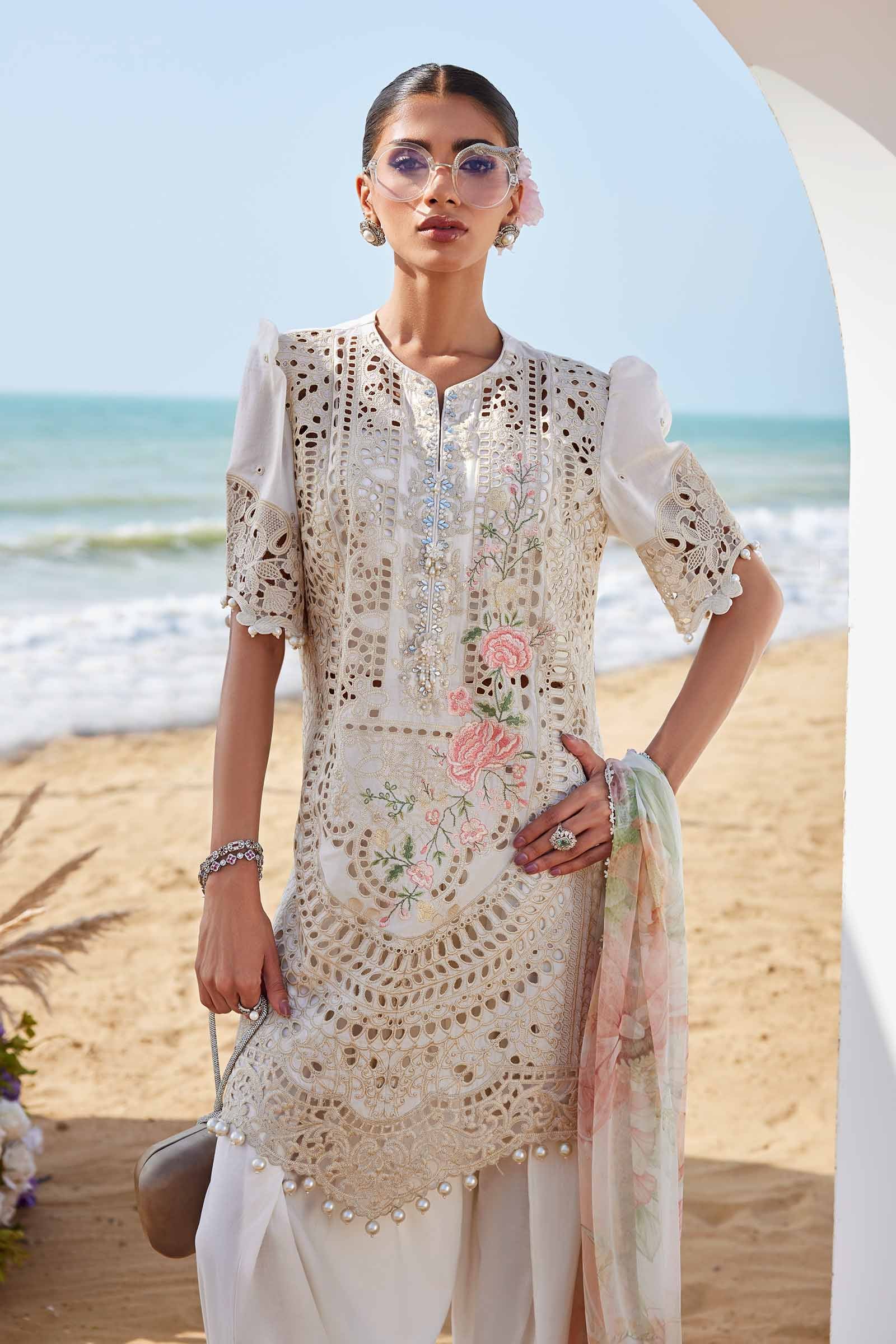 3 Piece Unstitched Embroidered Lawn Suit | EID LAWN-25-07 - Image 5