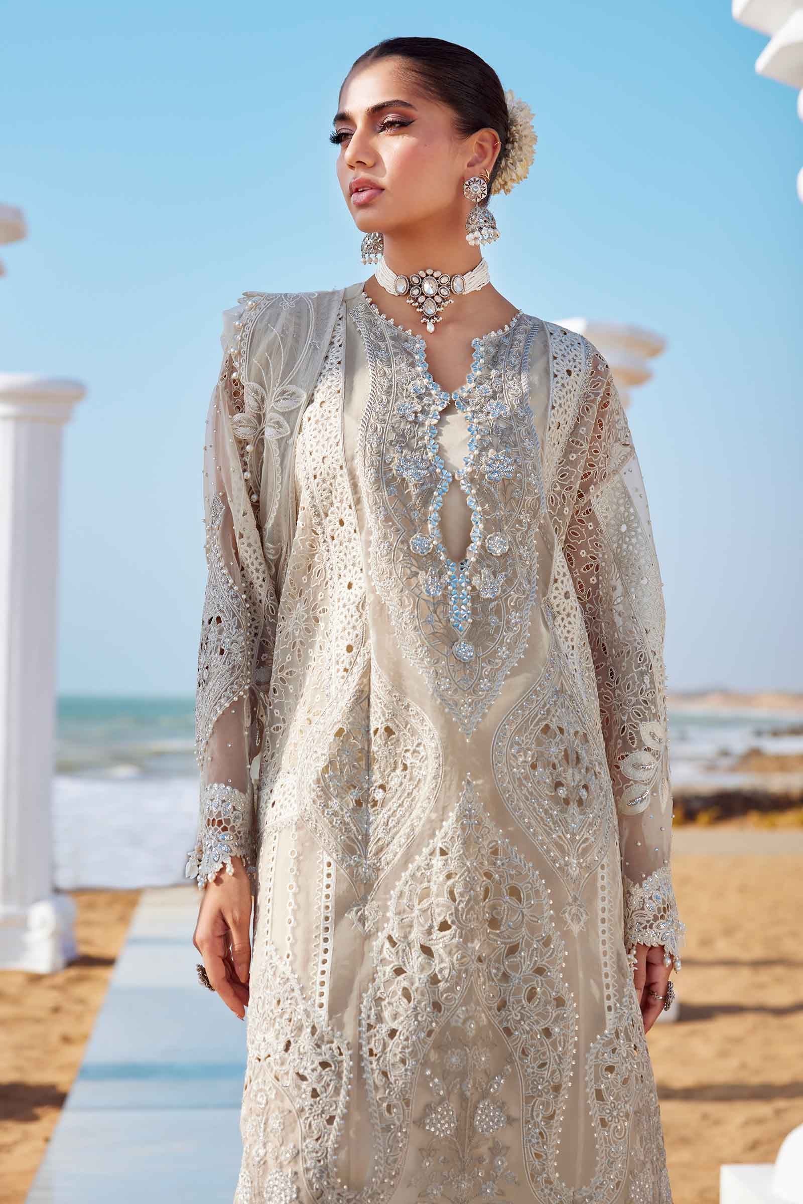 3 Piece Unstitched Embroidered Organza Suit | EID LAWN-25-09 - Image 5