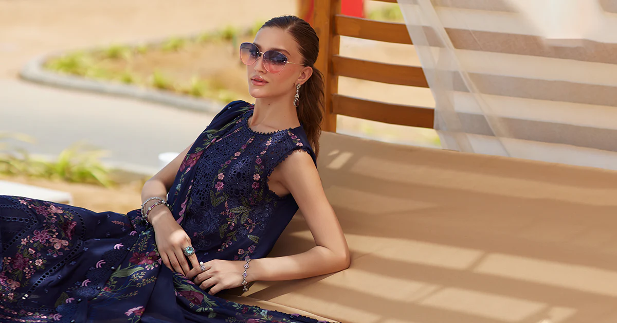 3 Piece Unstitched Embroidered Lawn Suit | EID LAWN-25-10 - Image 8