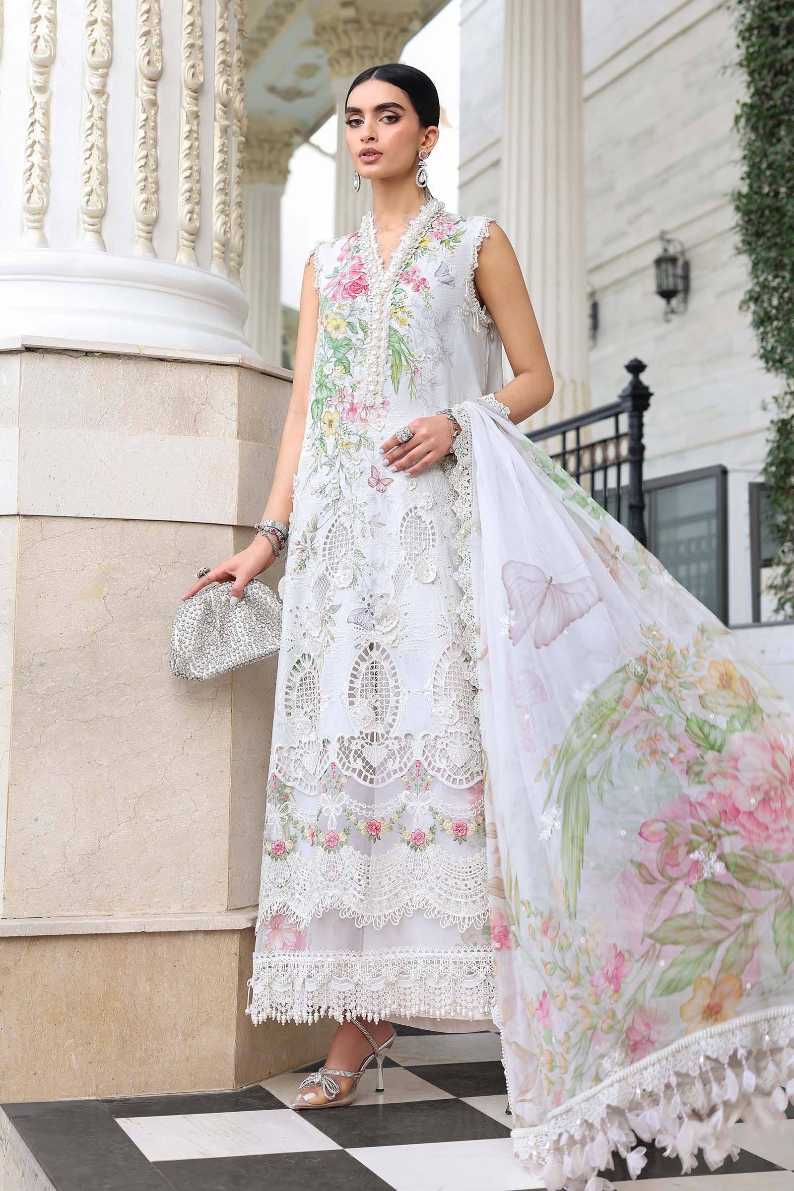 3 Piece Unstitched Embroidered Lawn Suit - Image 3