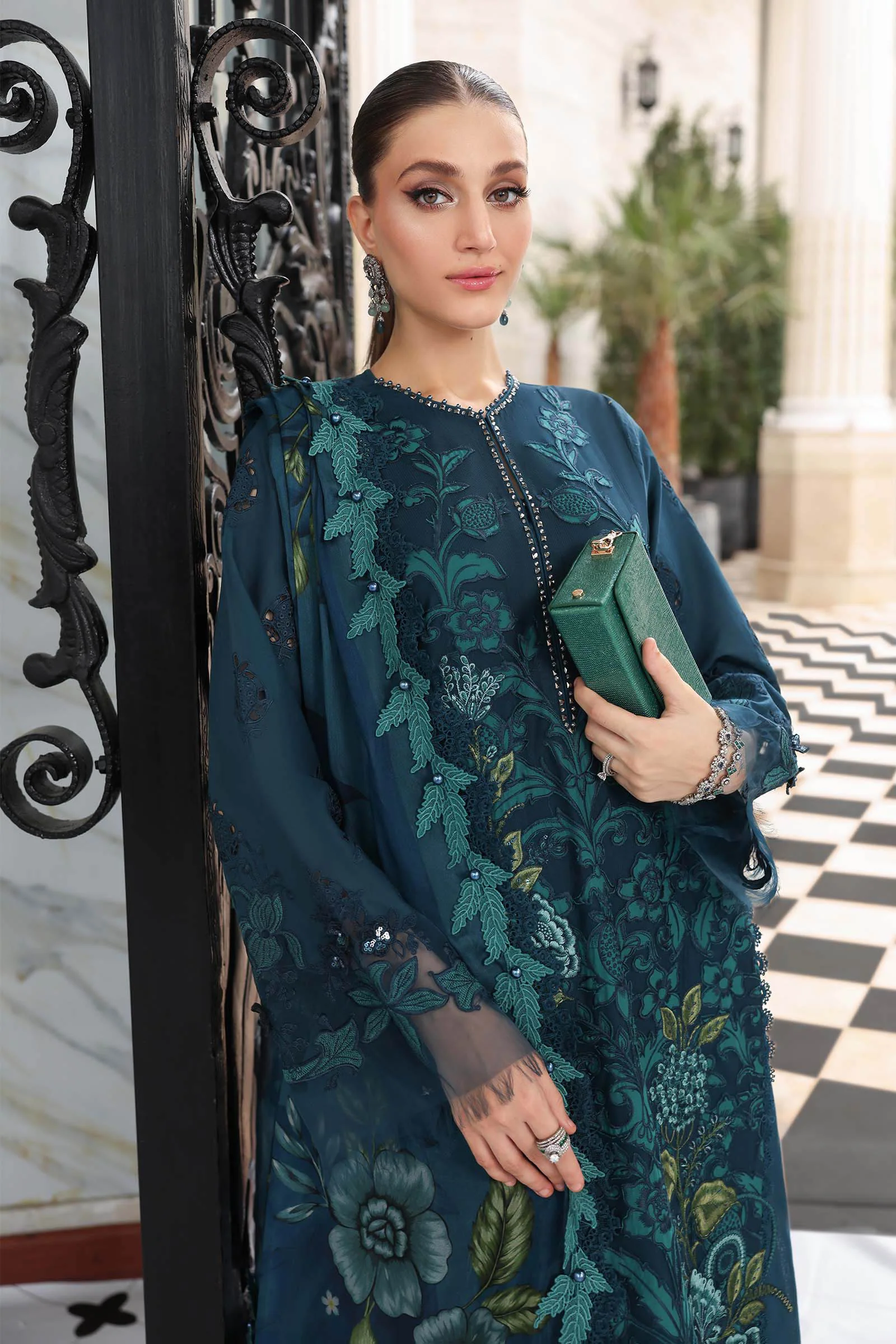 3 Piece Unstitched Embroidered Lawn Suit - Image 2