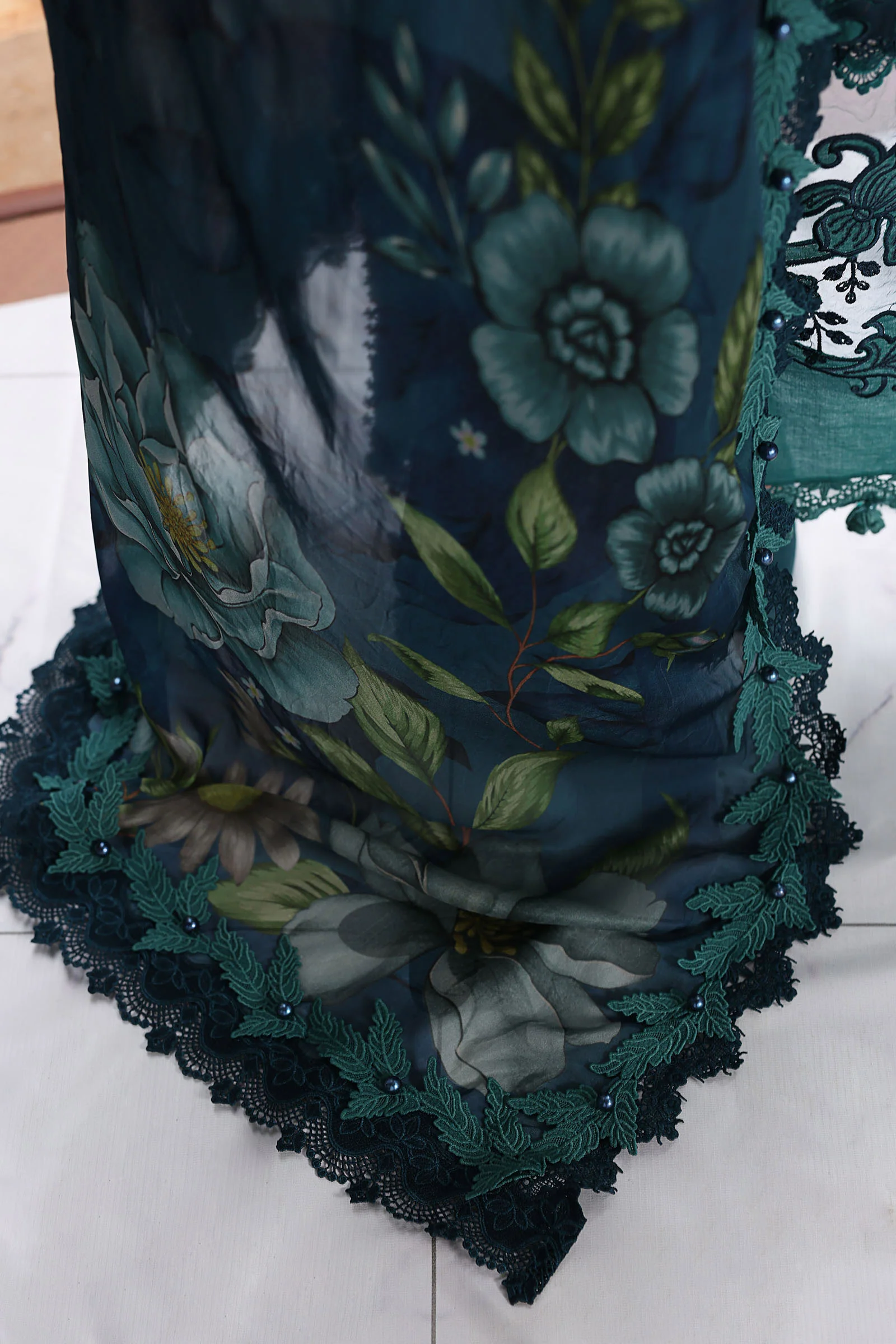 3 Piece Unstitched Embroidered Lawn Suit - Image 9