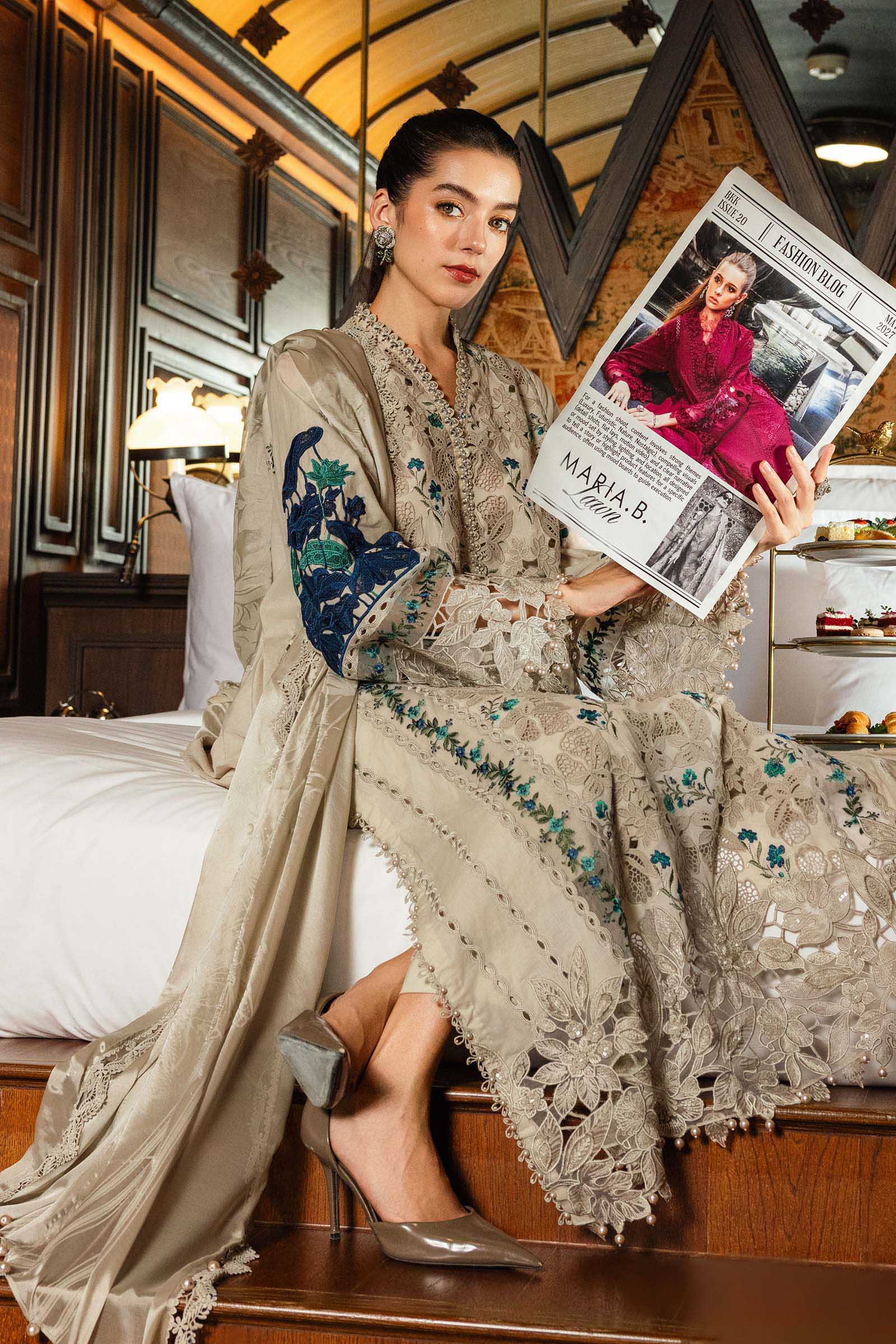 3 Piece Unstitched Embroidered Lawn Suit - Image 6