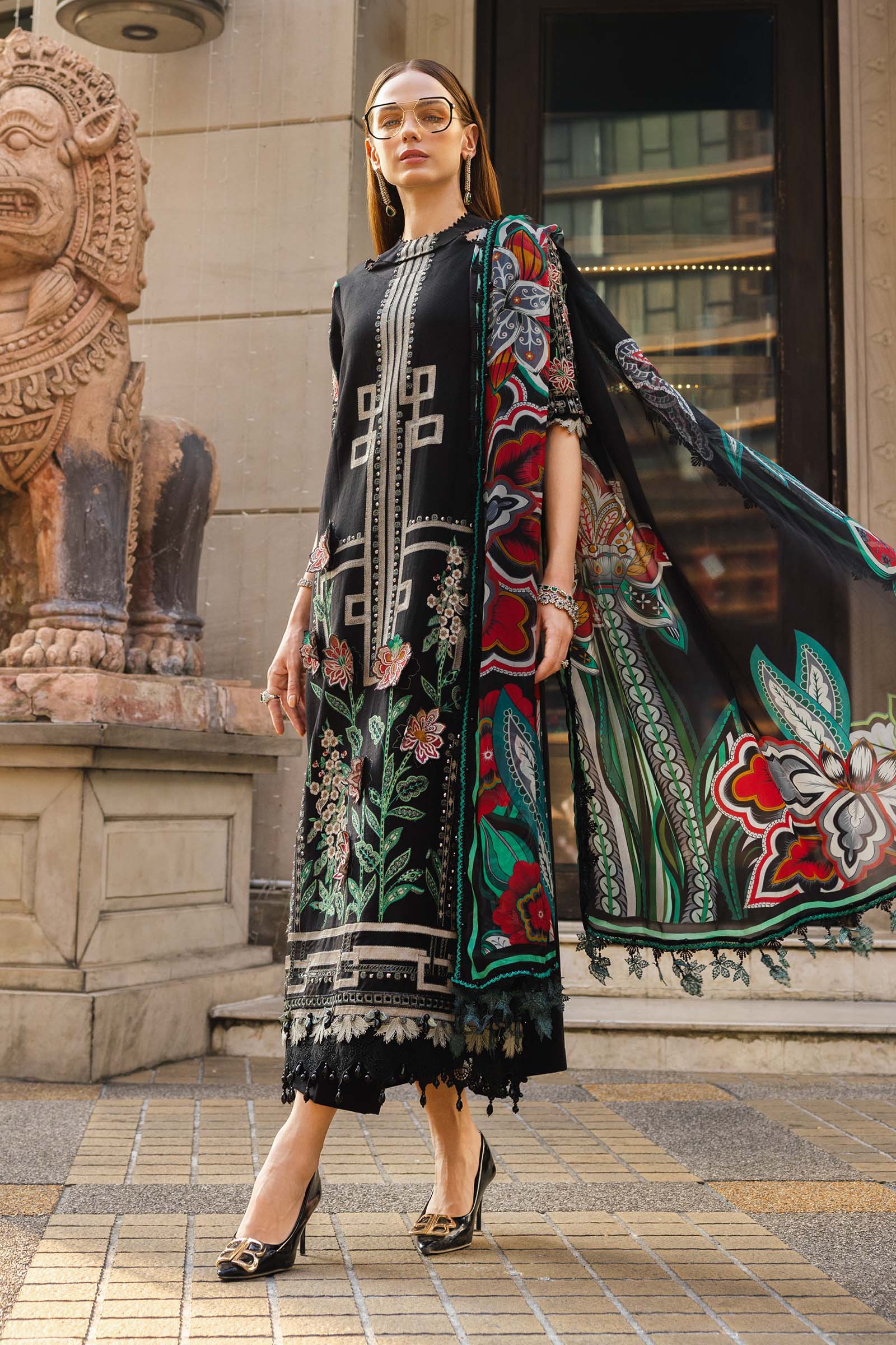 3 Piece Unstitched Embroidered Jacquard Lawn Suit - Image 2