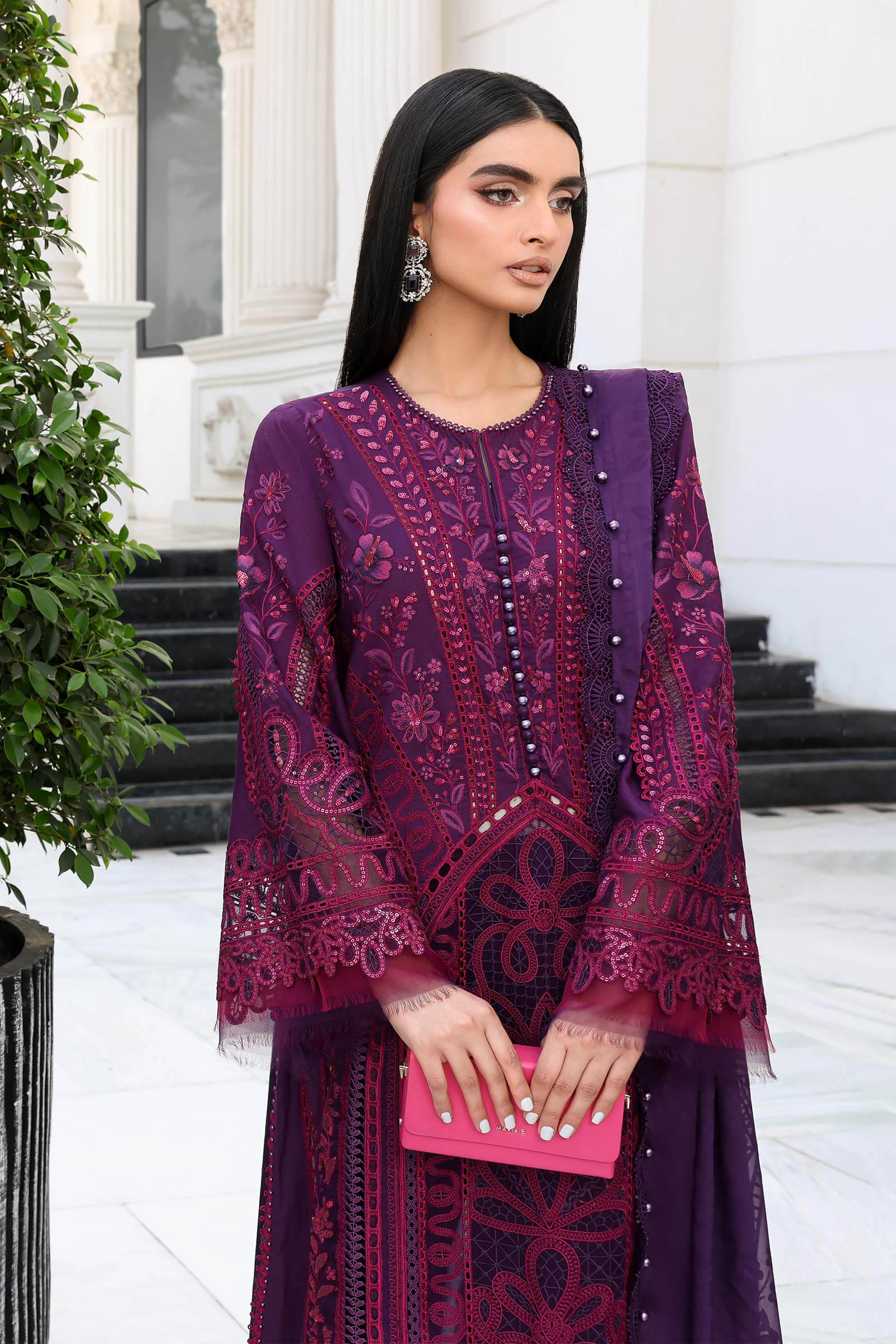 3 Piece Unstitched Embroidered Lawn Suit - Image 2