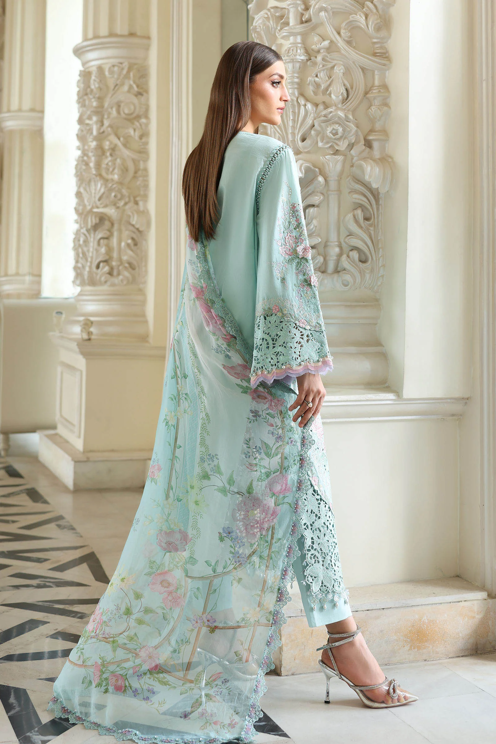 3 Piece Unstitched Embroidered Lawn Suit - Image 8