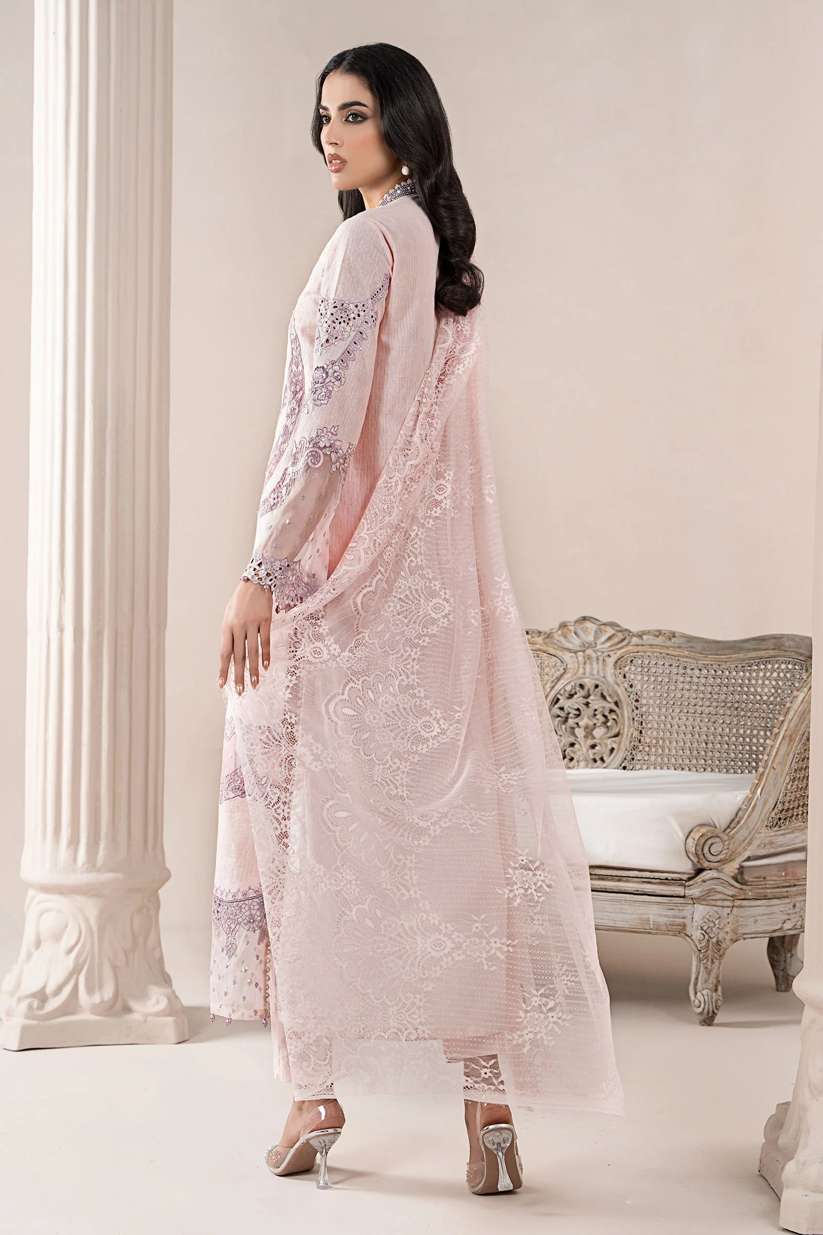 3 Piece Embroidered Jacquard Lawn Suit | ELS-25-02 - Image 7