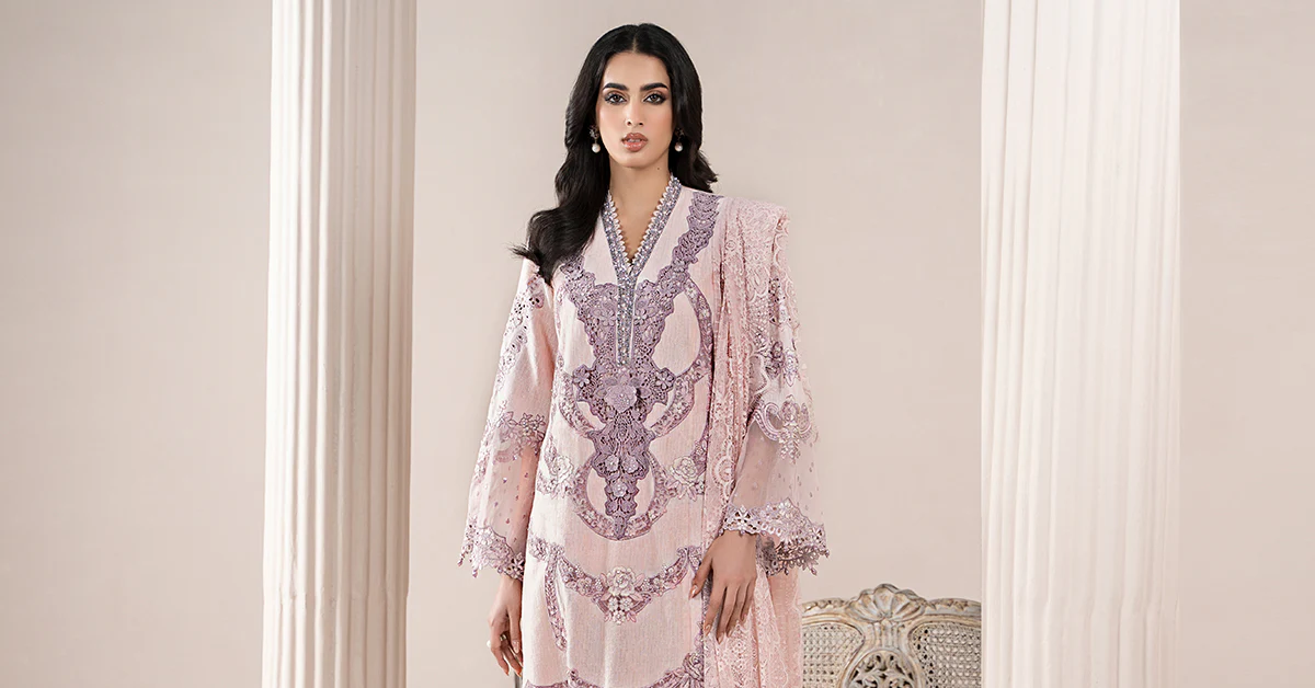 3 Piece Embroidered Jacquard Lawn Suit | ELS-25-02 - Image 8
